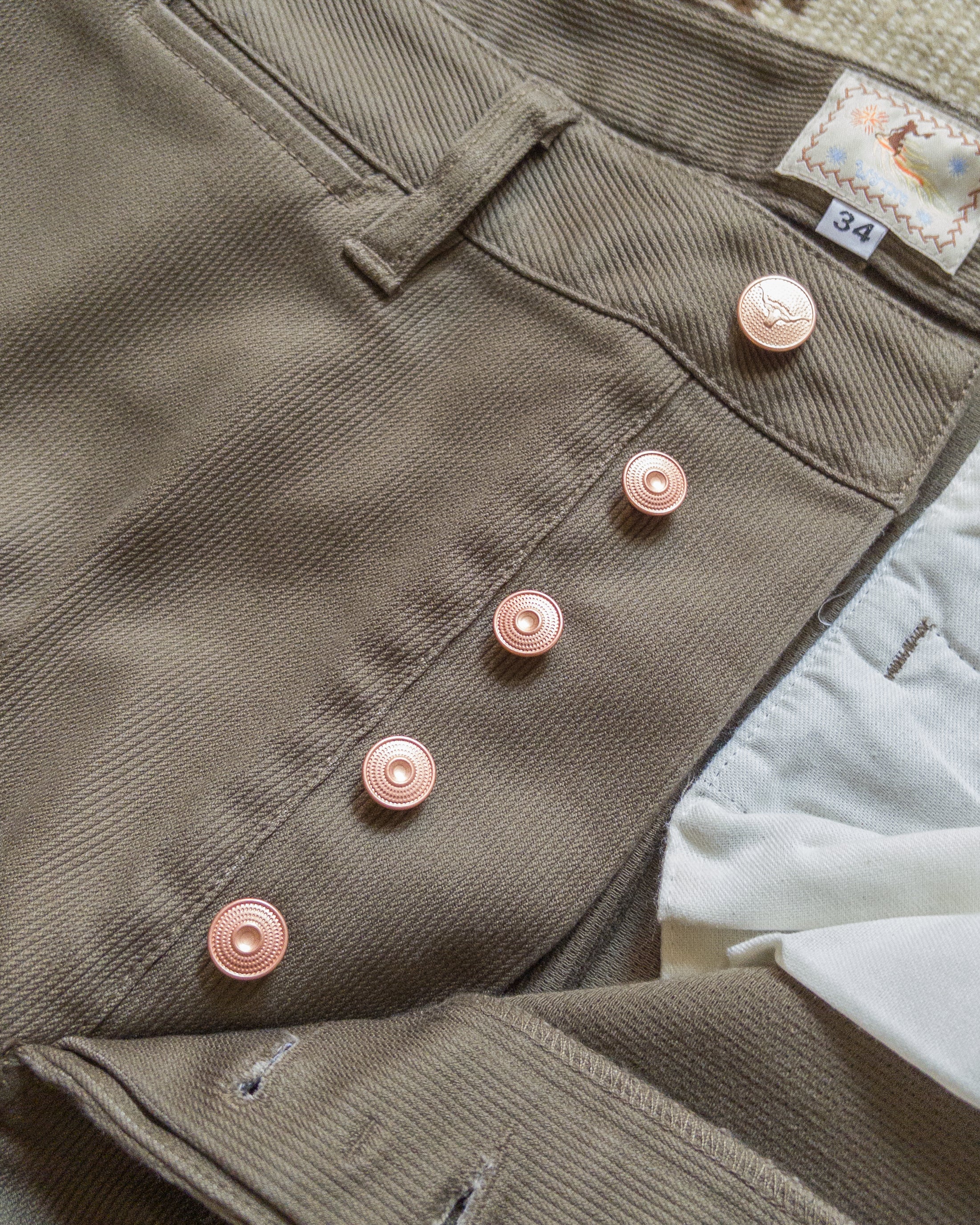 Bedford Cord Flat Front Chino - Faded Olive - Image 3