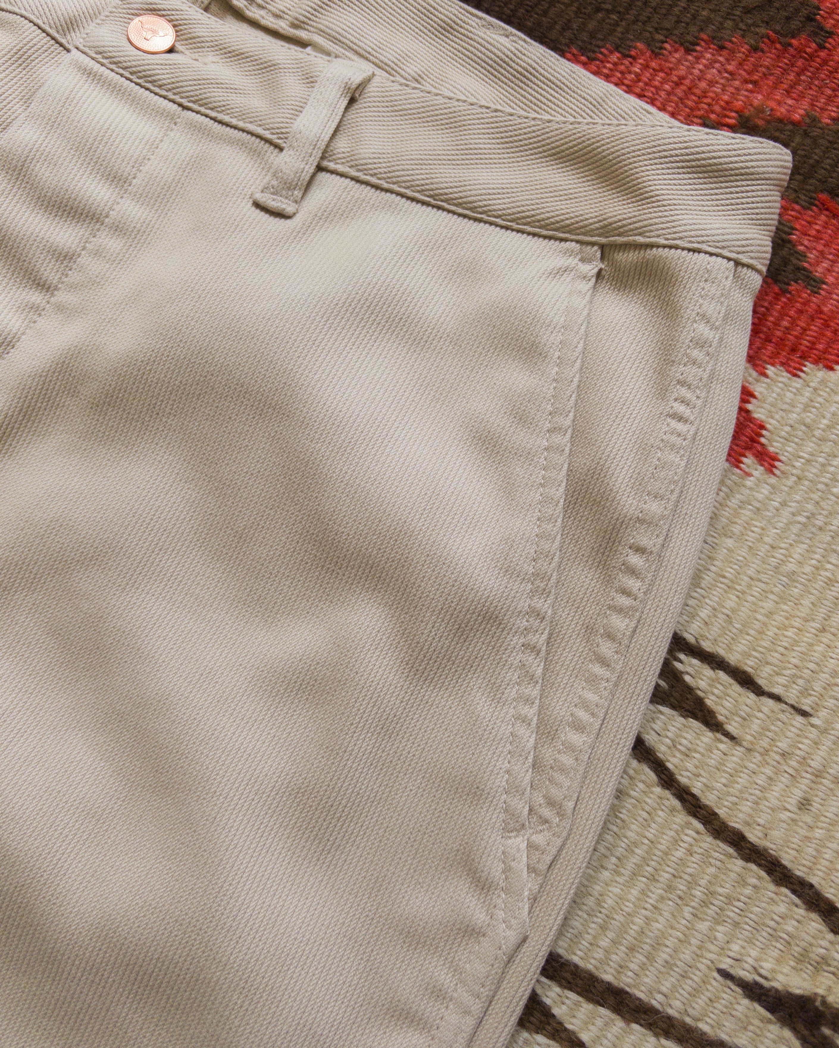 Bedford Cord Flat Front Chino - Off White - Image 2