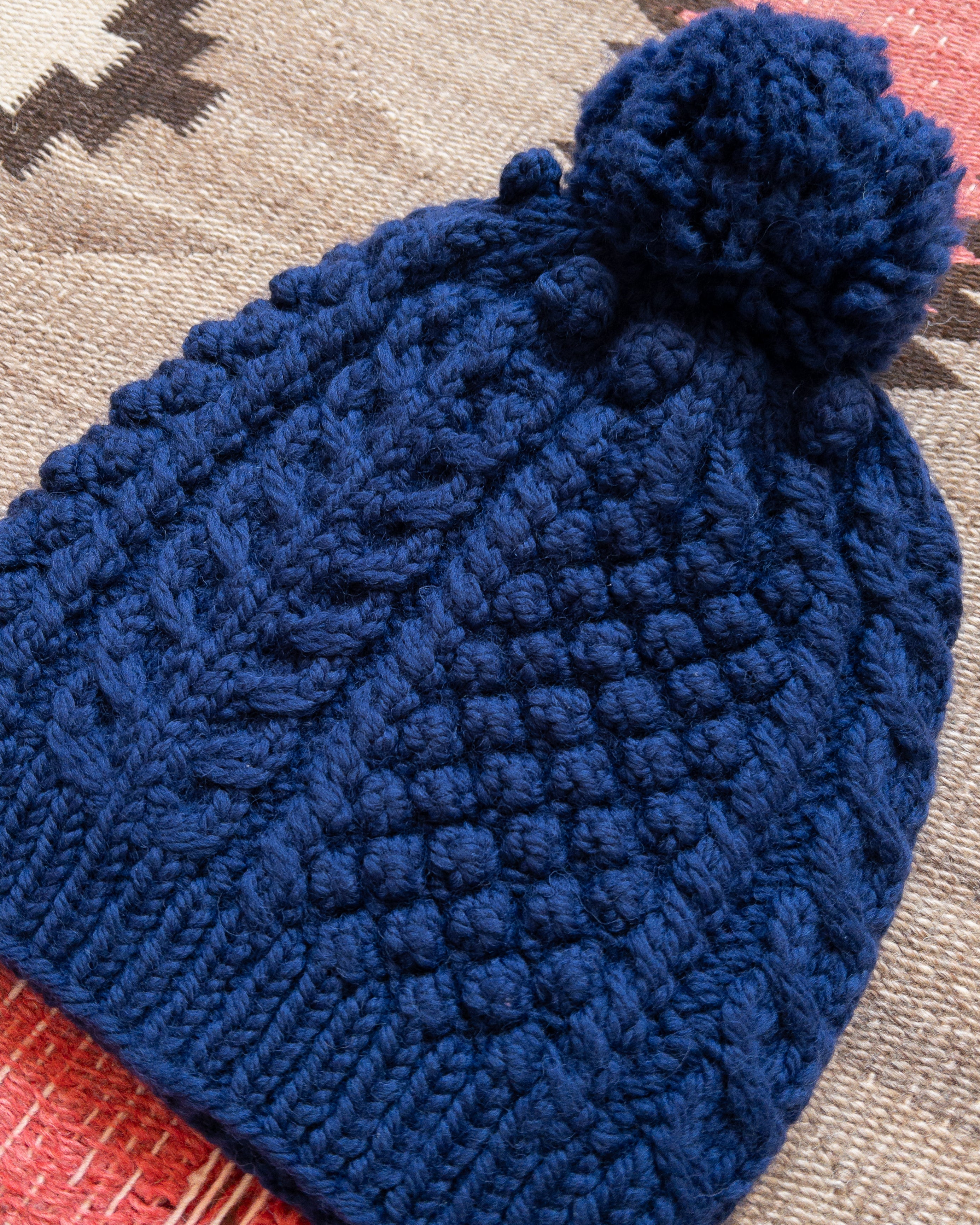 Bramble Stitch Hand-knit Beanie - Royal Blue - Image 2