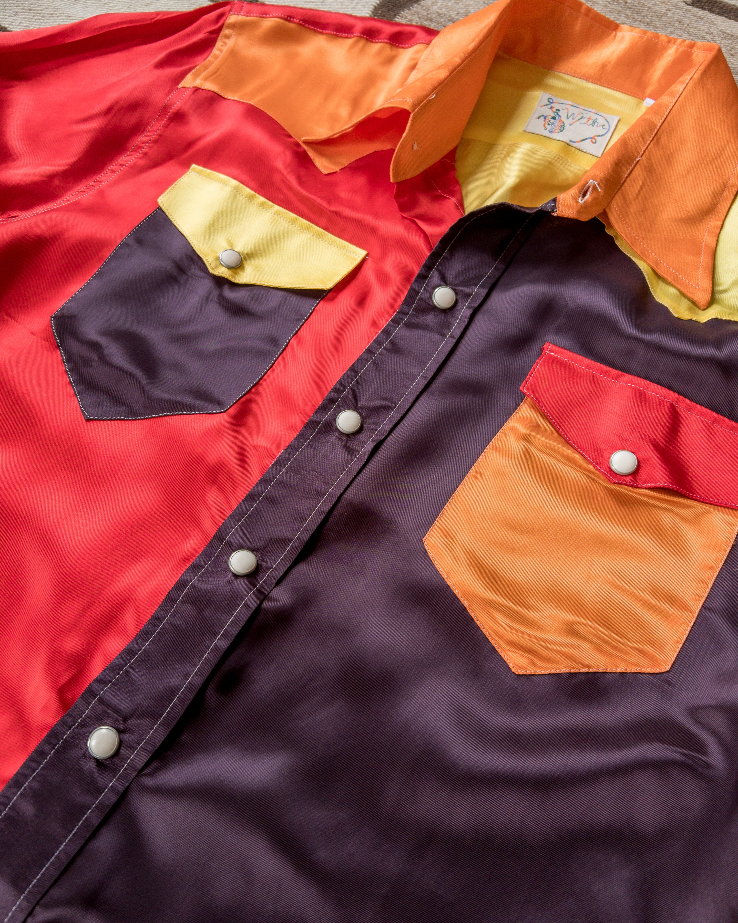 Colorblocked Satin Rodeo Shirt - Firestorm - Image 2