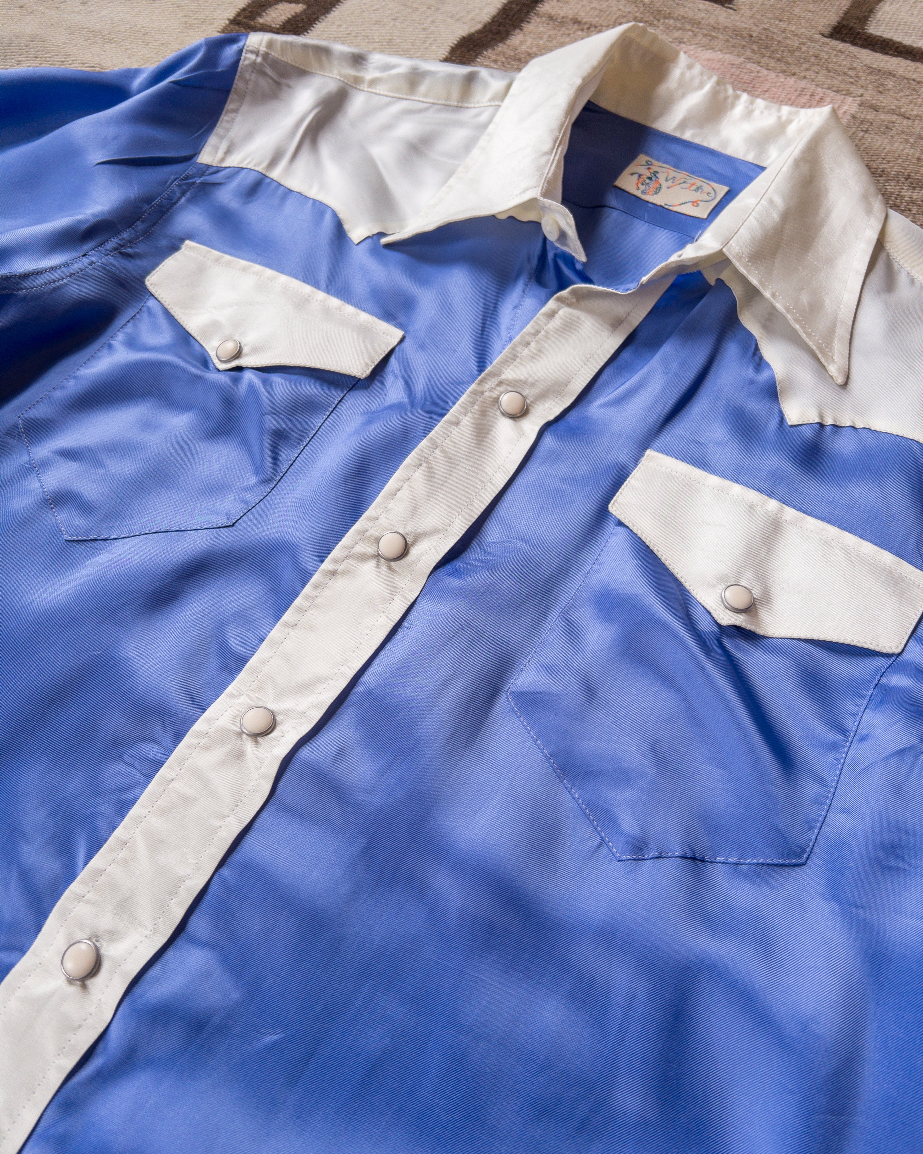 Colorblocked Satin Rodeo Shirt - Skyscape - Image 2