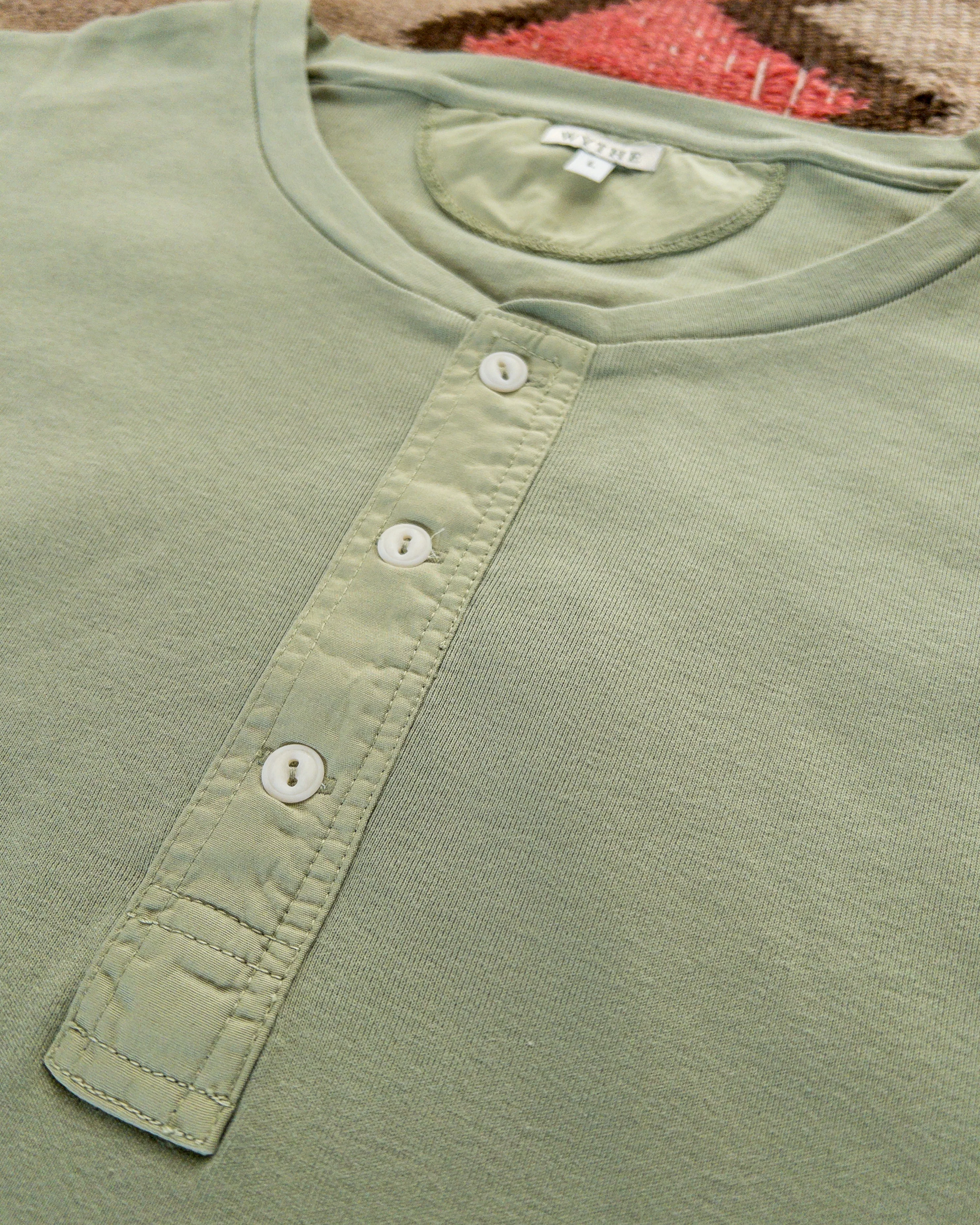 Cotton Henley - Faded Olive - Image 2