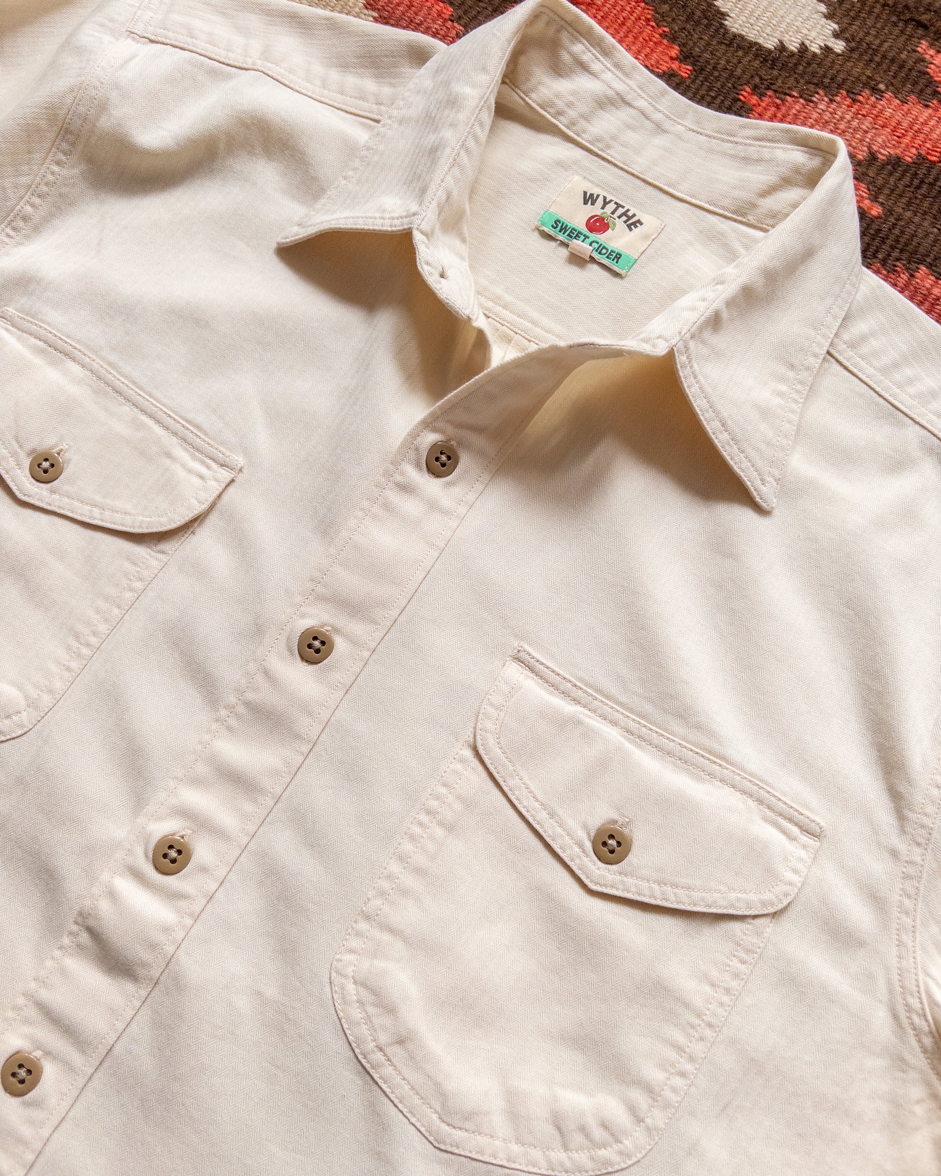 Cotton Herringbone Officer's Shirt - Buttermilk - Image 2