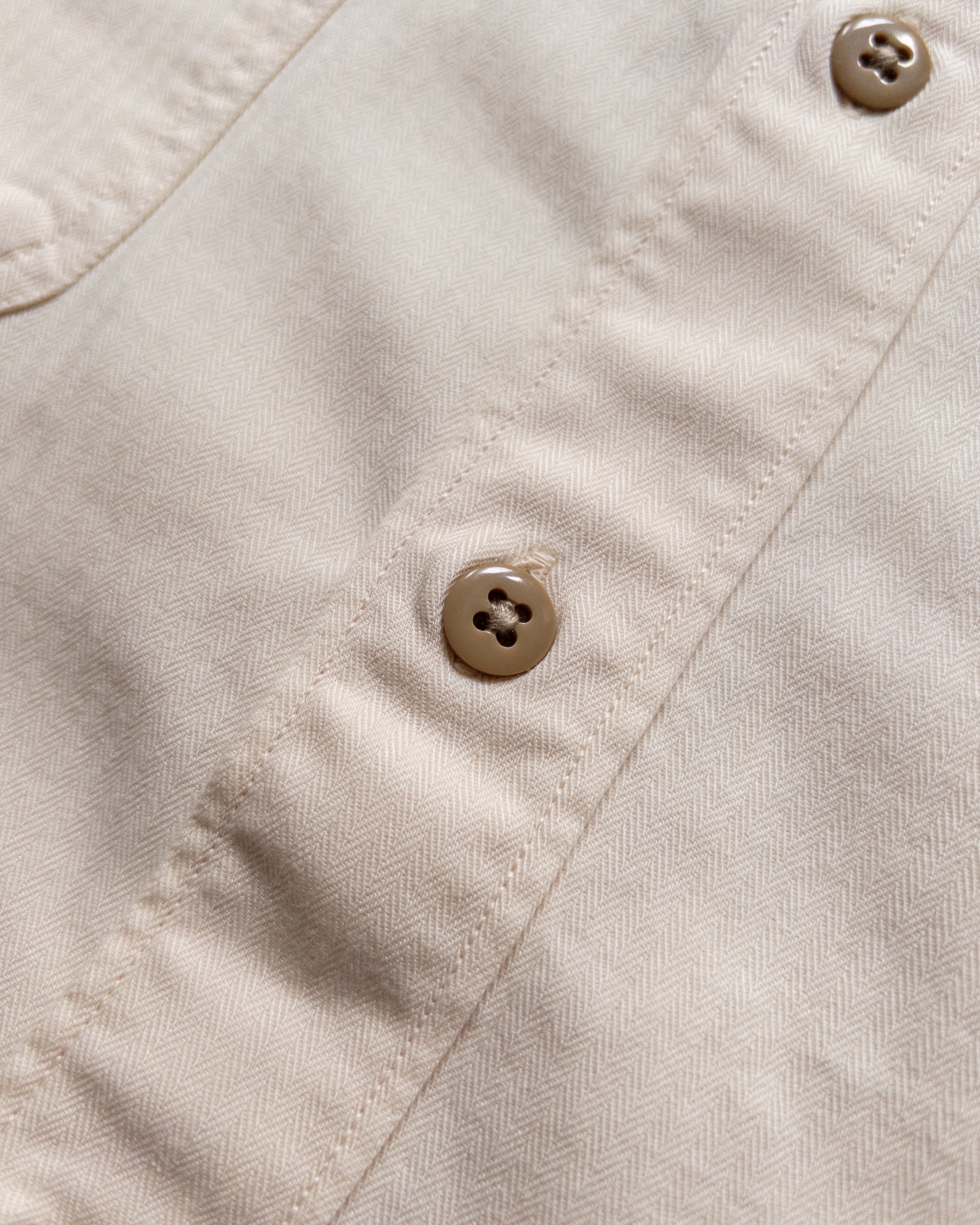 Cotton Herringbone Officer's Shirt - Buttermilk - Image 3