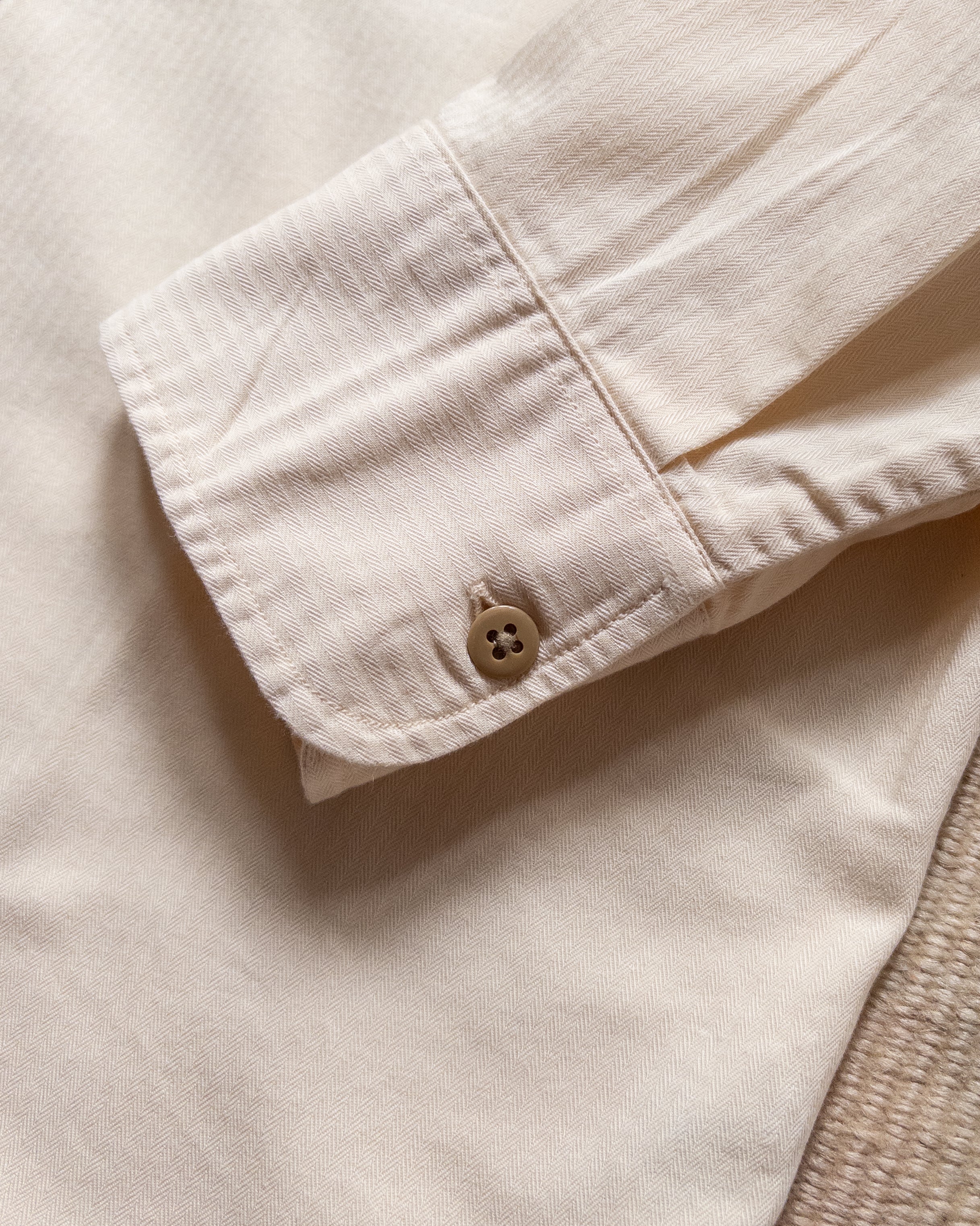 Cotton Herringbone Officer's Shirt - Buttermilk - Image 4