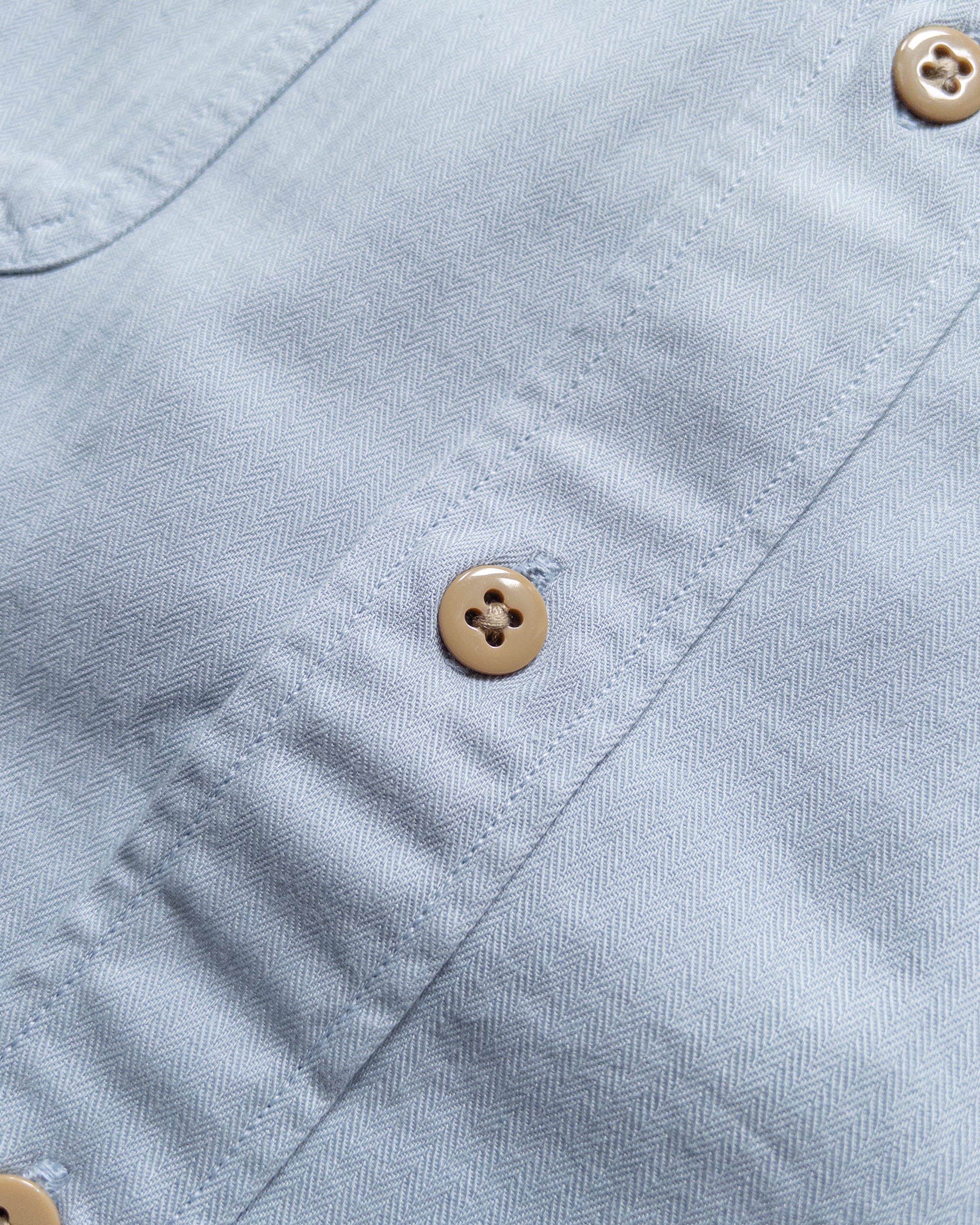 Cotton Herringbone Officer's Shirt - Faded Bench Blue - Image 3