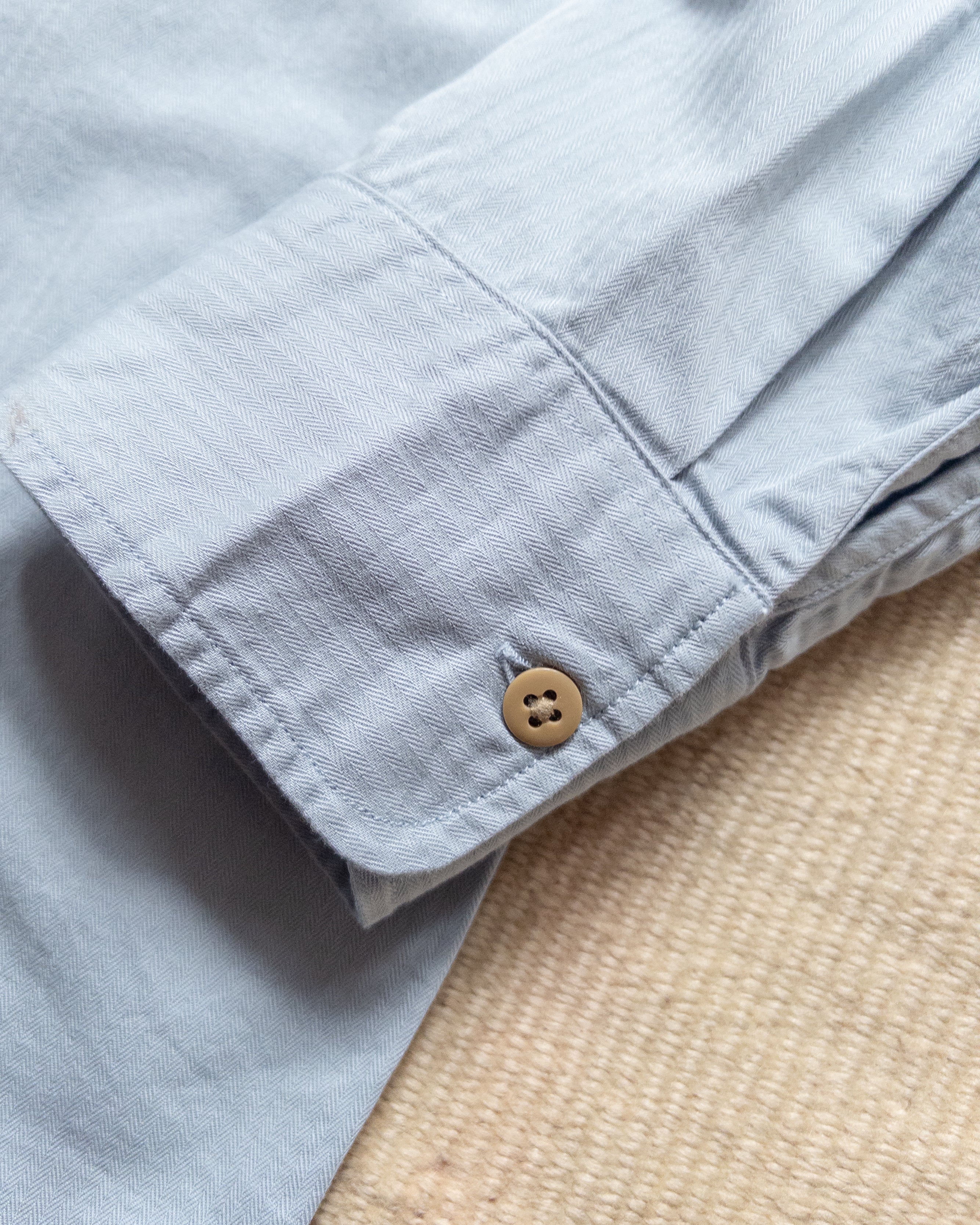 Cotton Herringbone Officer's Shirt - Faded Bench Blue - Image 4