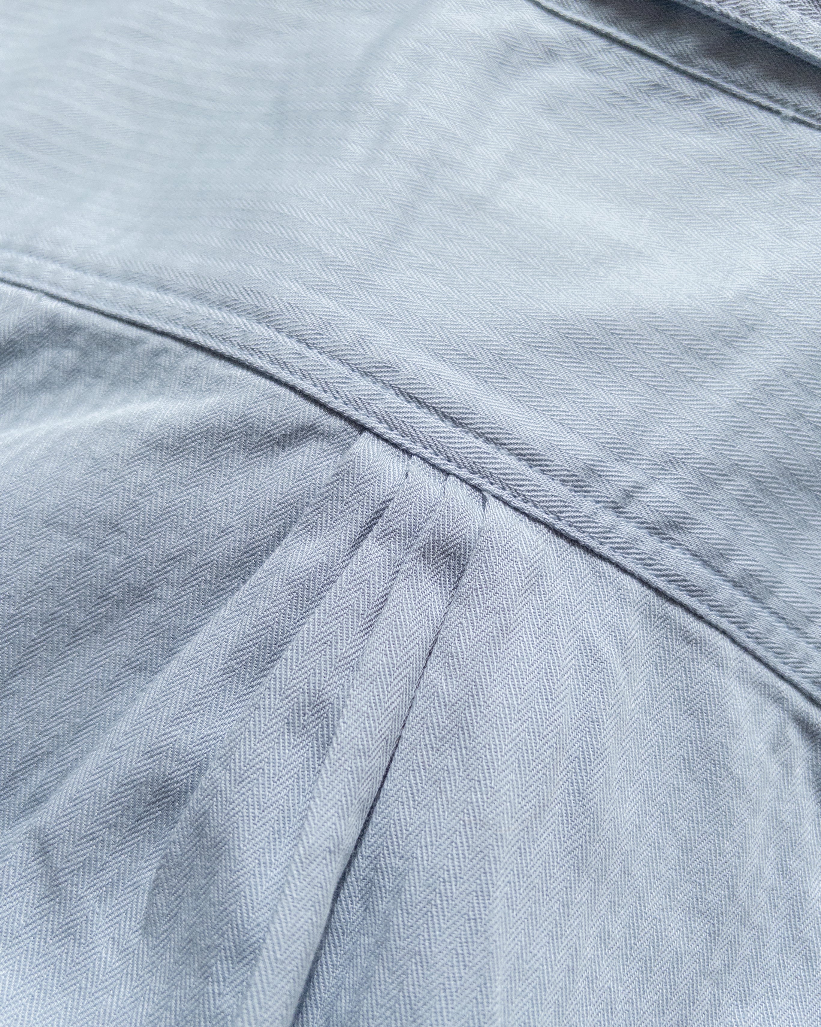 Cotton Herringbone Officer's Shirt - Faded Bench Blue - Image 5