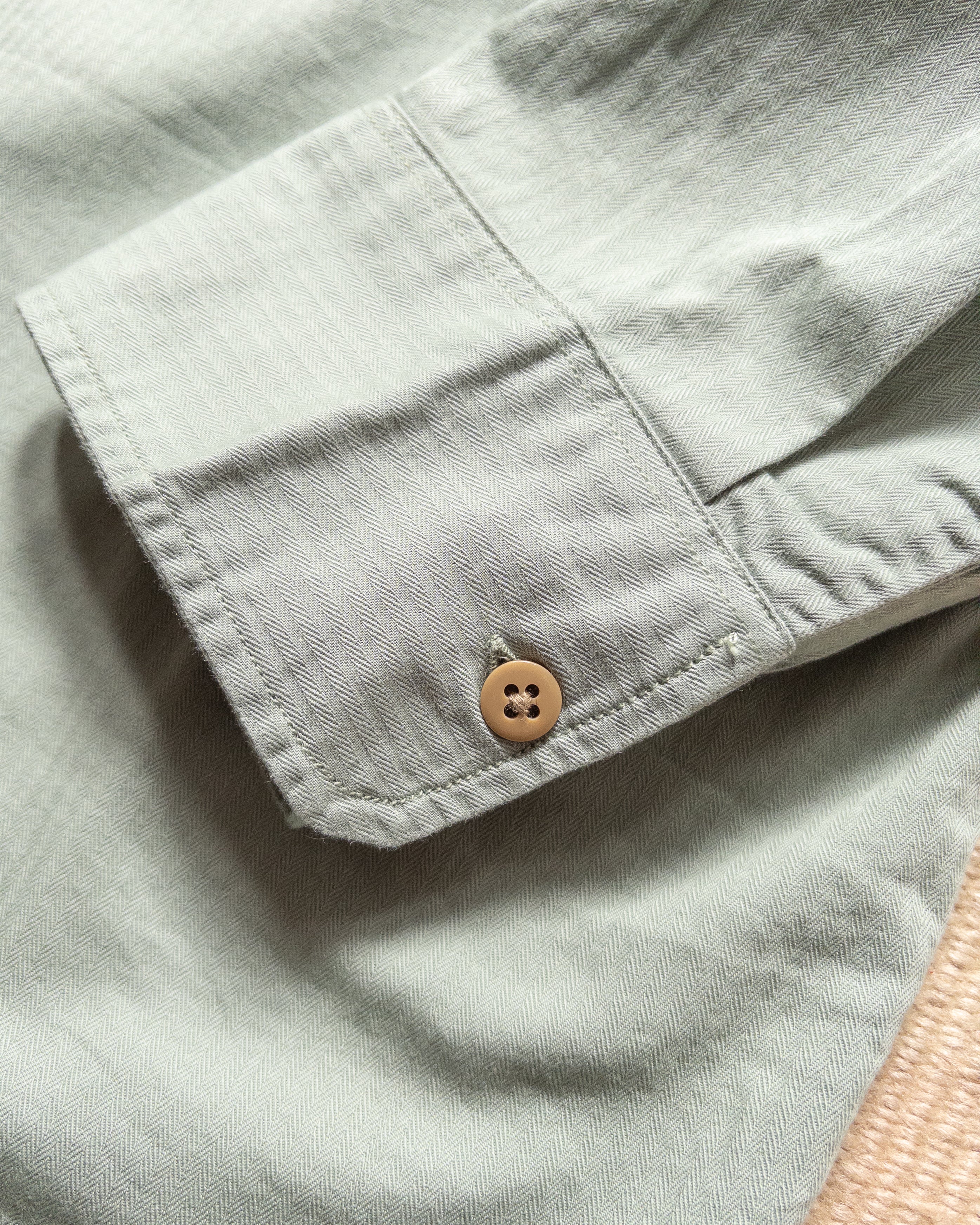 Cotton Herringbone Officer's Shirt - Sage - Image 4