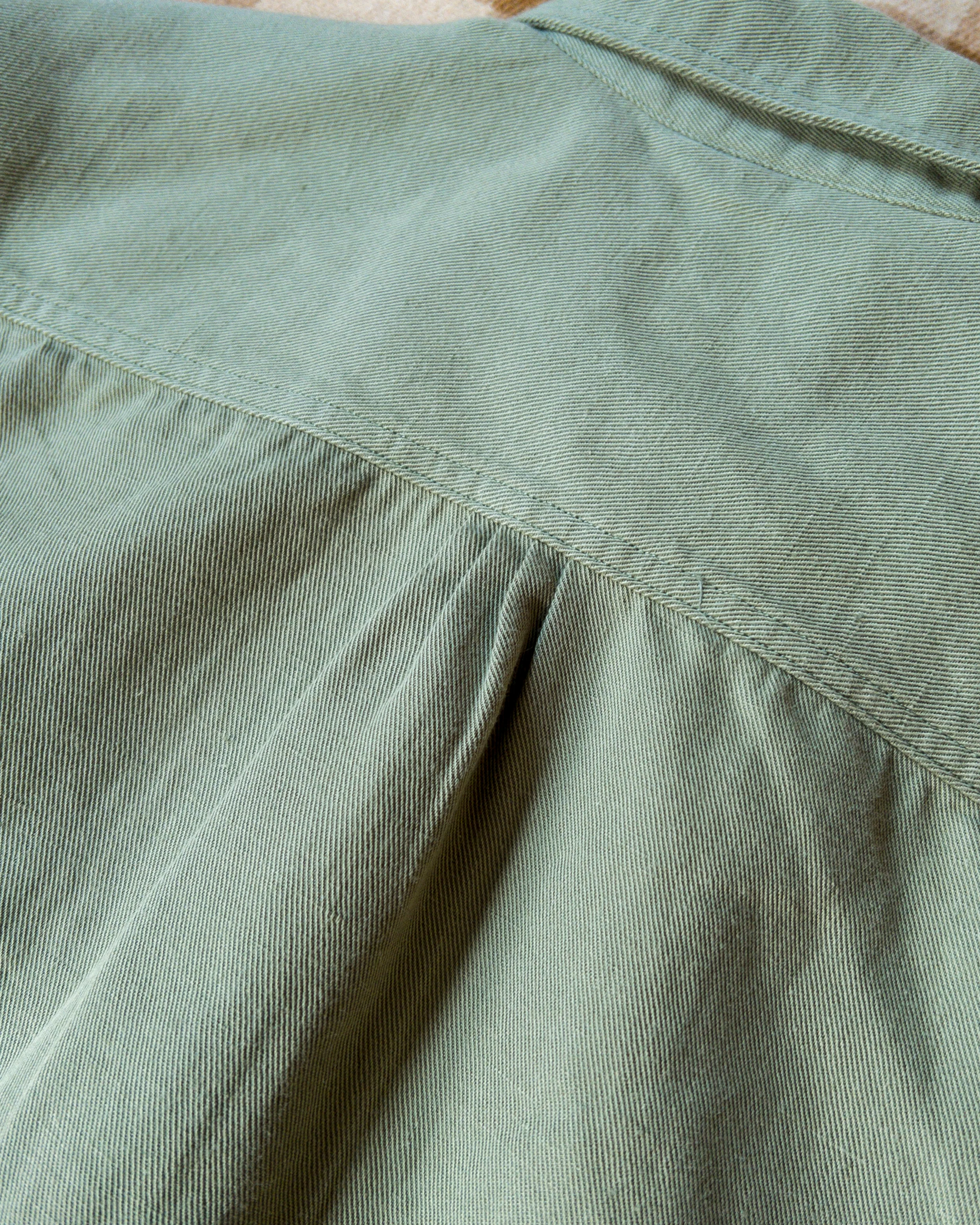 Cotton/Linen Twill Officer's Shirt - Faded Olive - Image 3