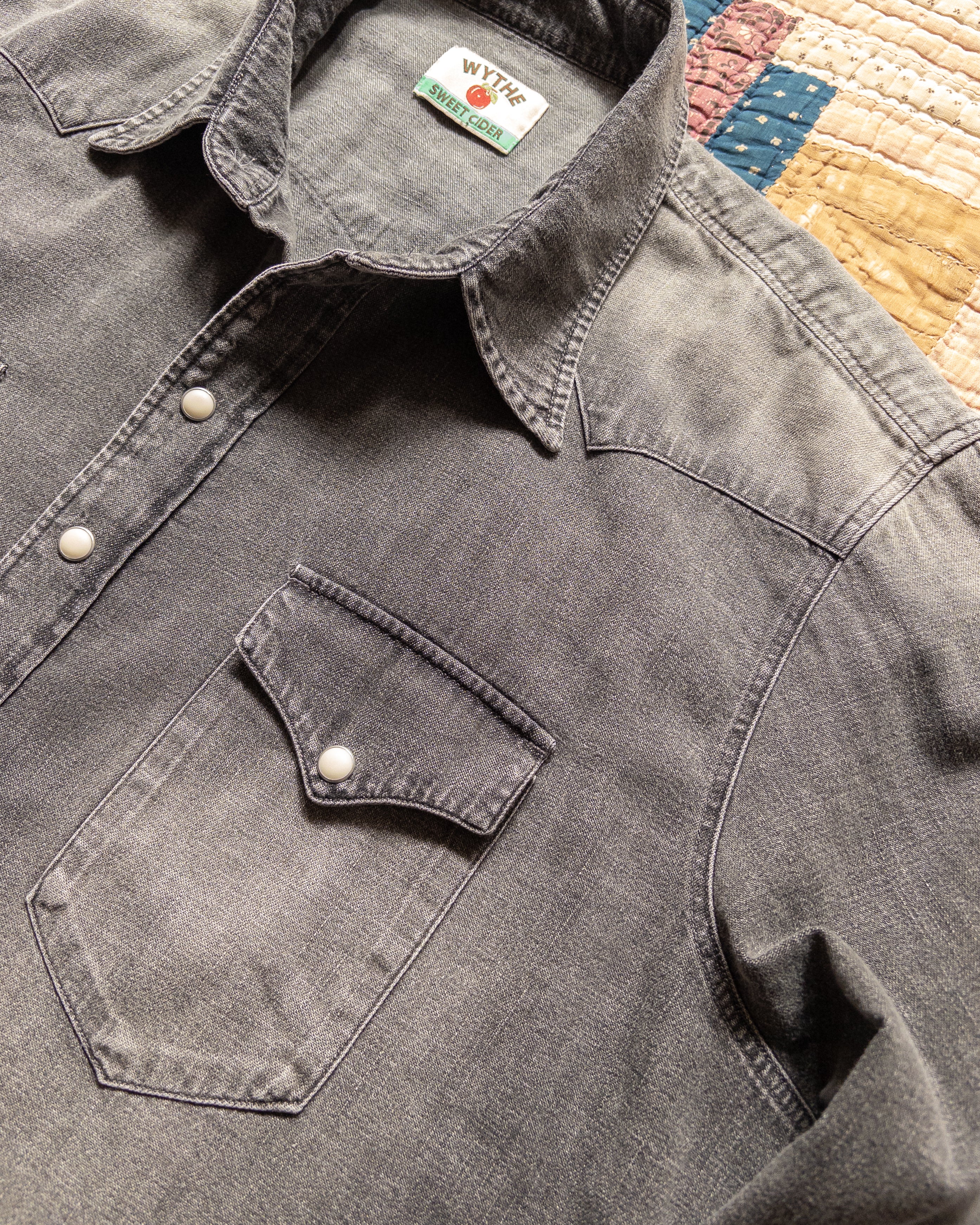 Denim Pearlsnap Shirt - Washed Black - Image 2