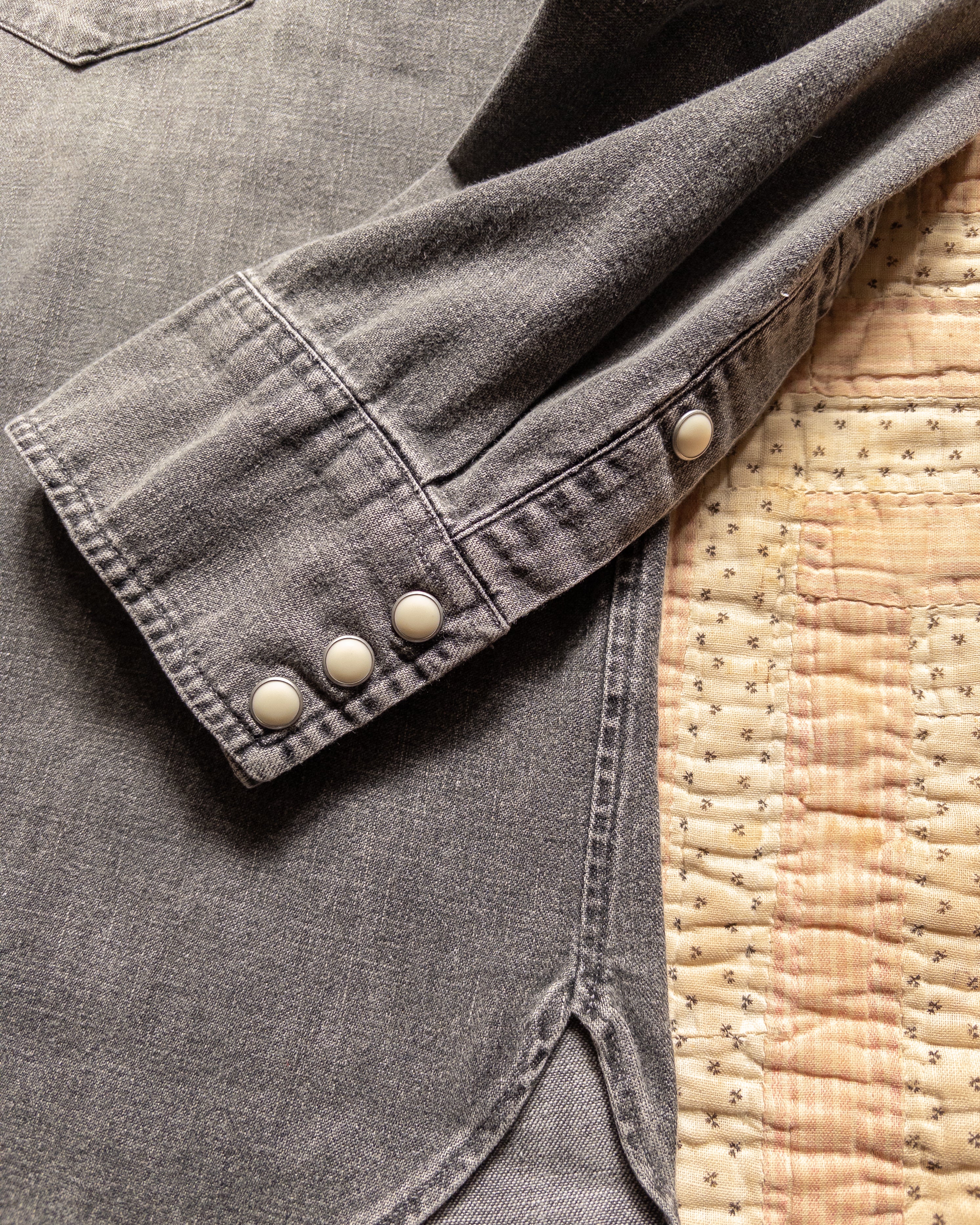 Denim Pearlsnap Shirt - Washed Black - Image 3