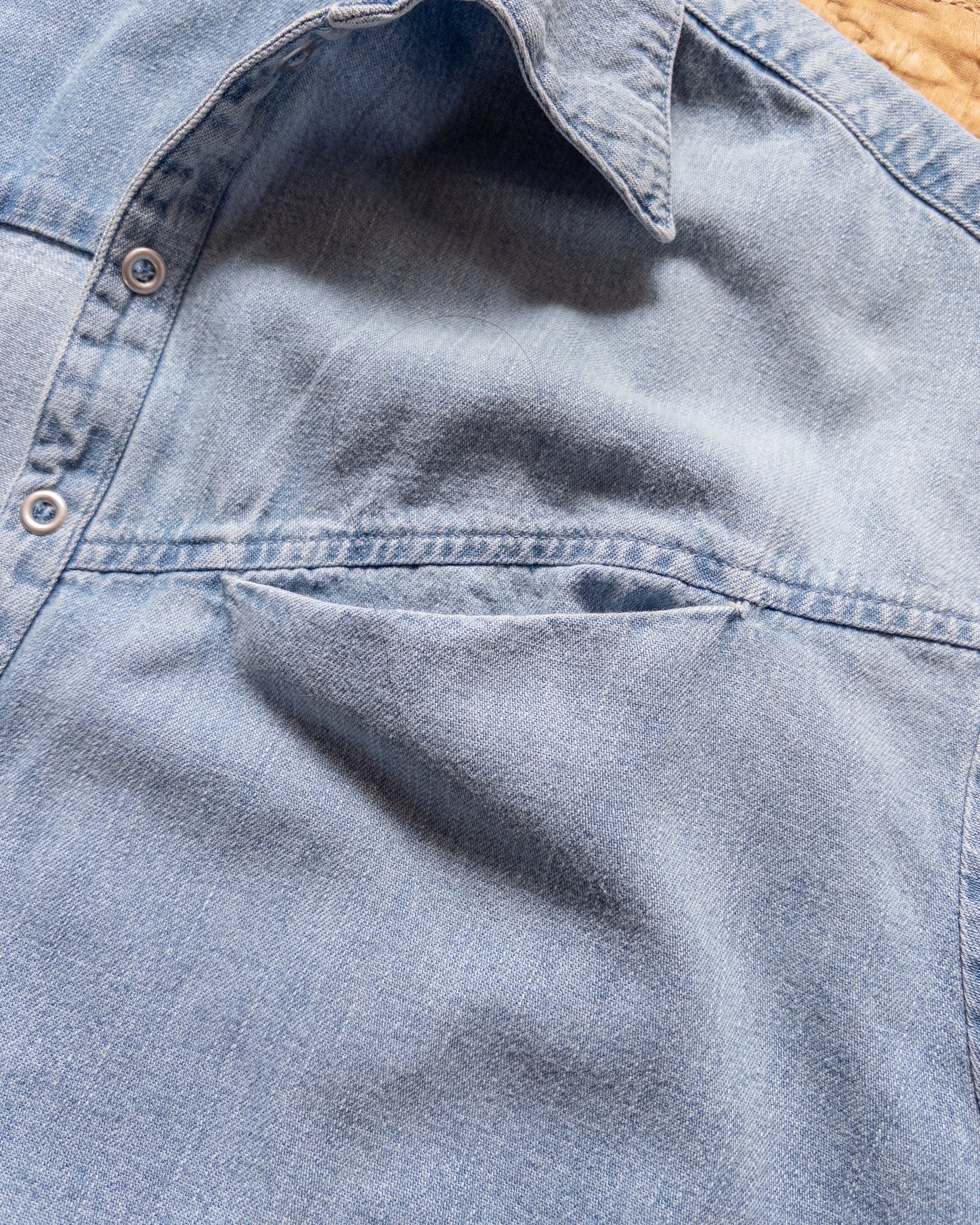 Denim Pullover Shirt - Washed Indigo - Image 3