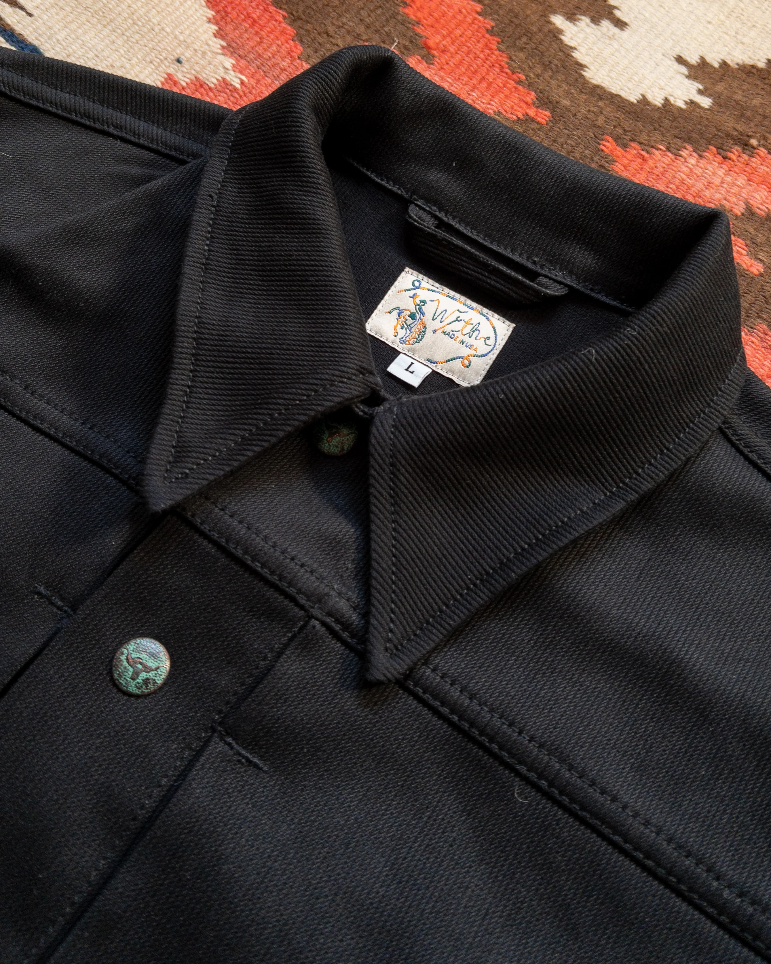 Embroidered Bedford Cord Ranch Jacket - Black - Image 5