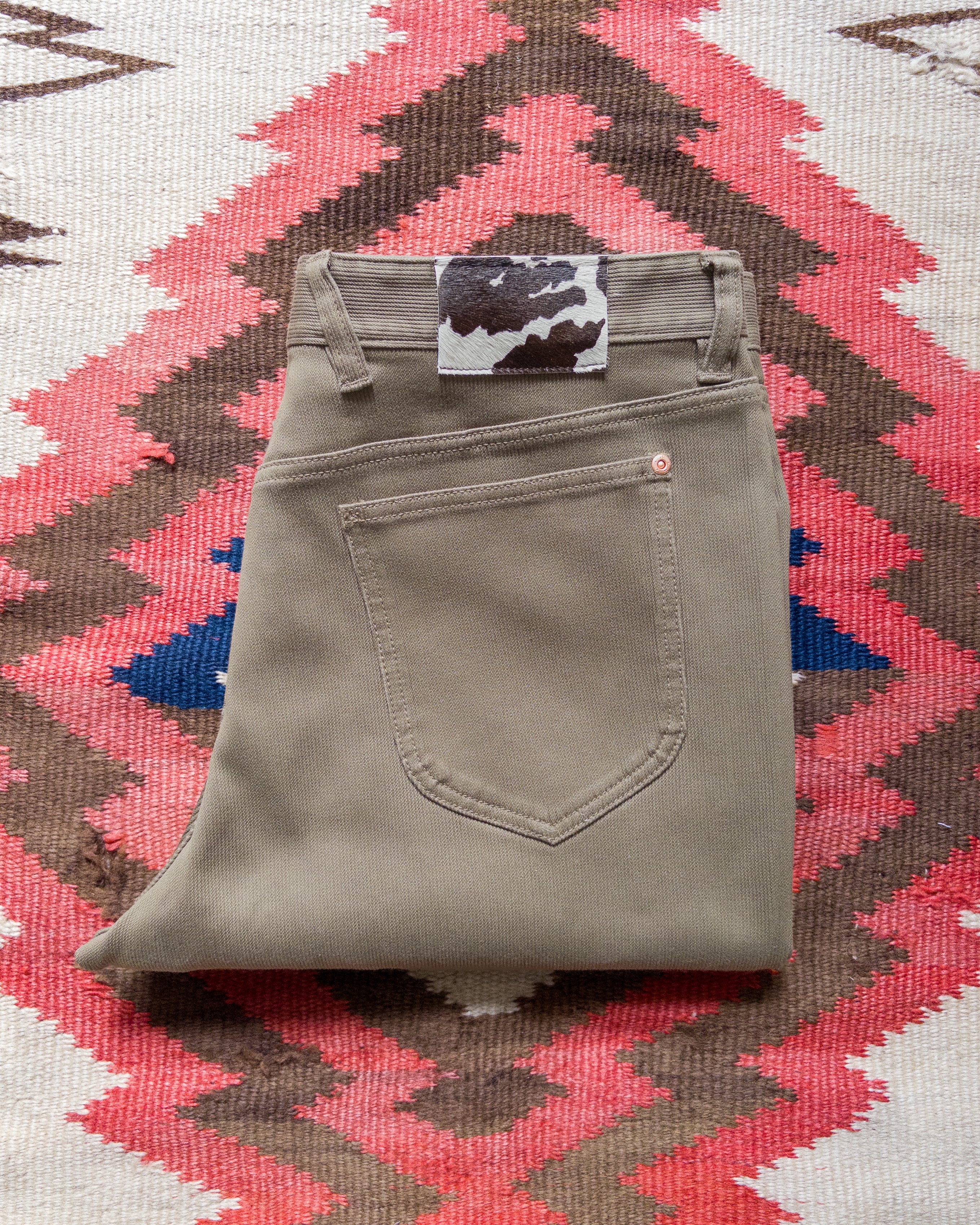 Bedford Cord Five Pocket Pants - Faded Olive - Image 2