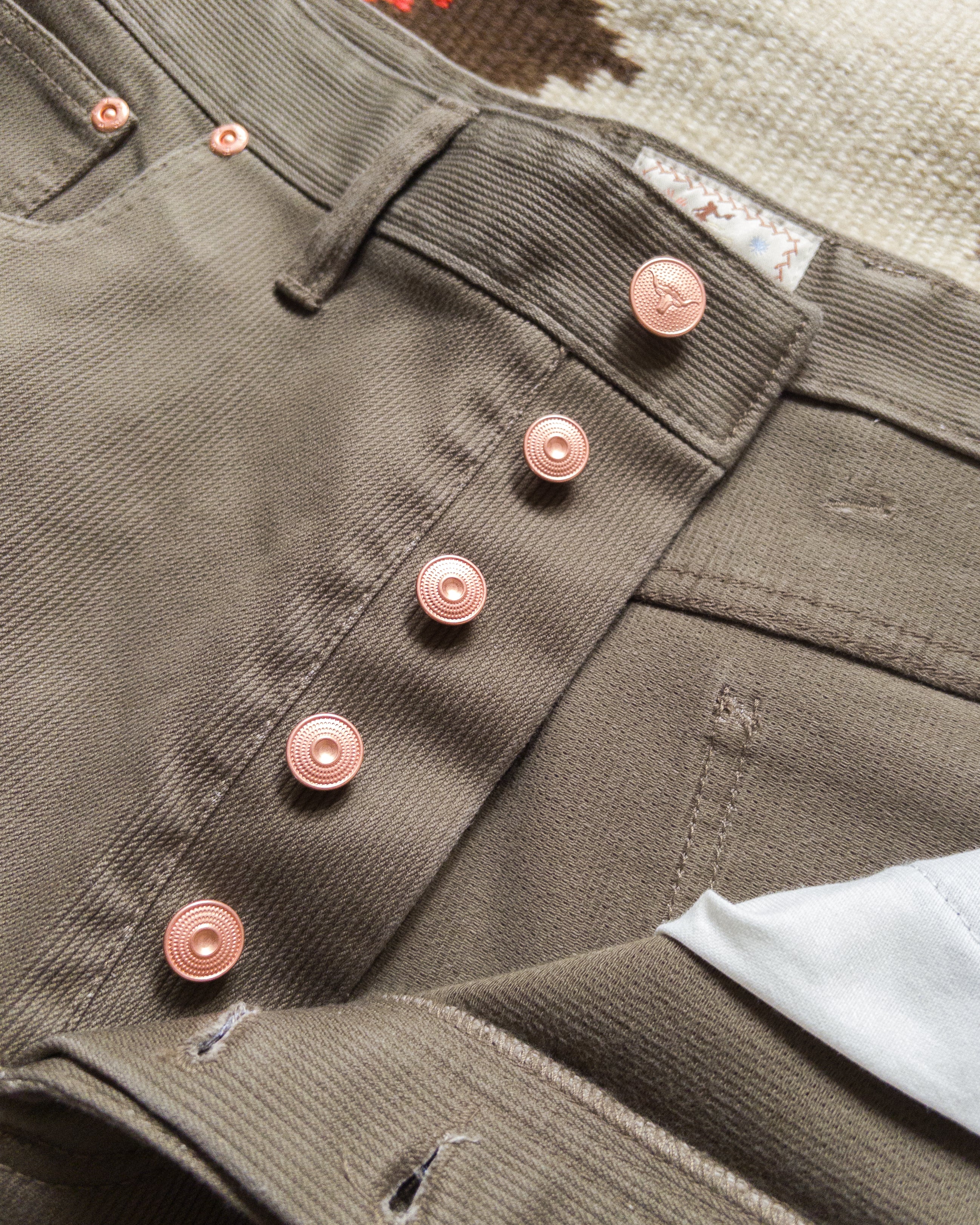 Bedford Cord Five Pocket Pants - Faded Olive - Image 4