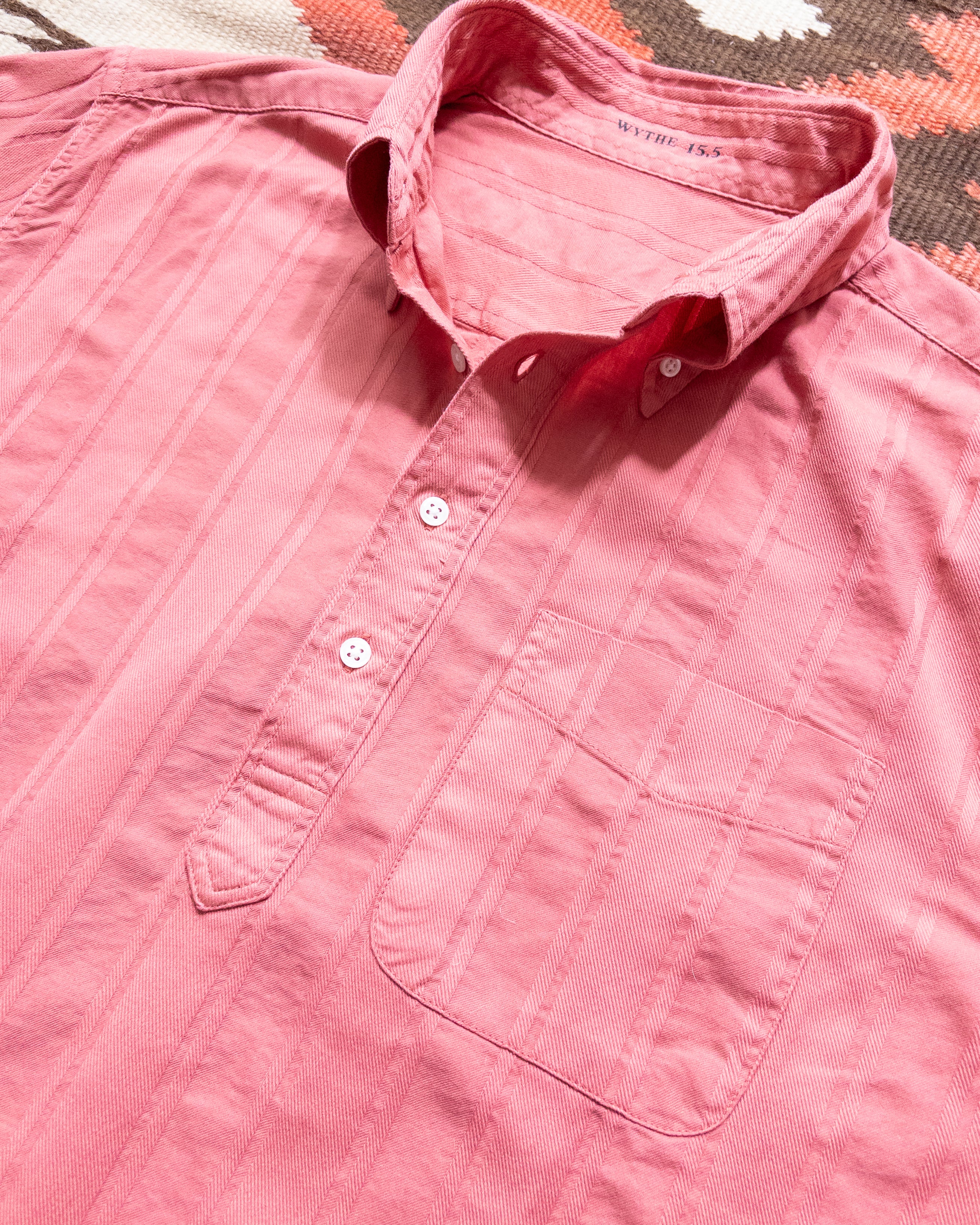 French Hickory Stripe Popover Button Down - Poppy Red - Image 2