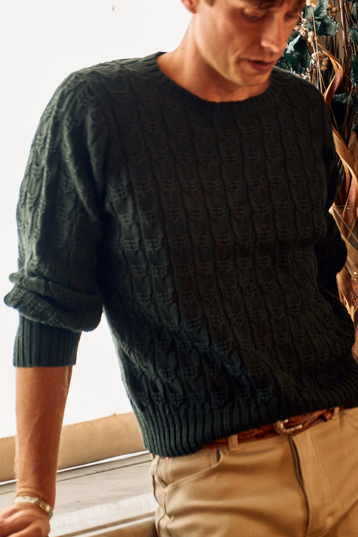 Highland Cableknit Sweater - Evergreen - Image 5