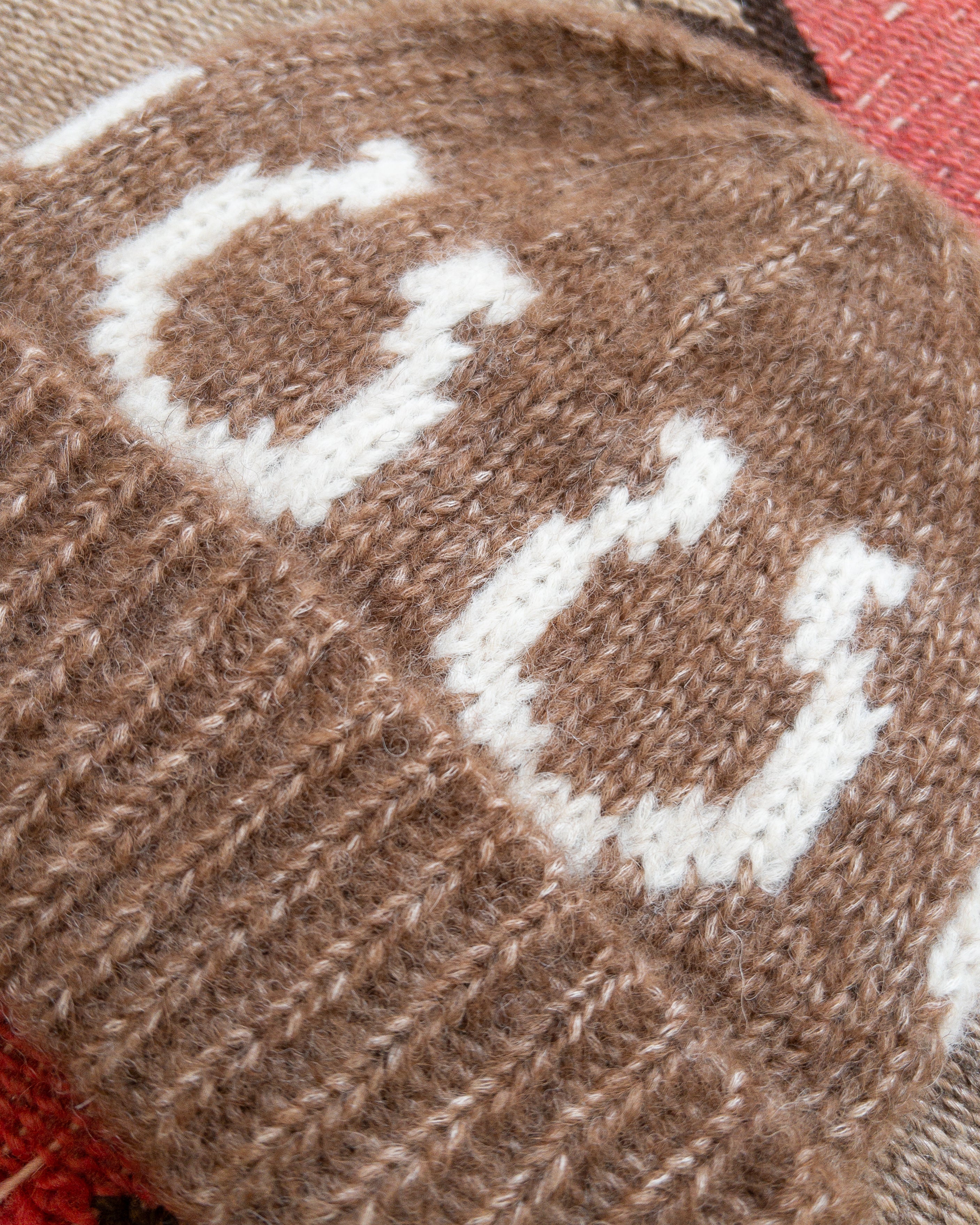 Alpaca Horseshoe Beanie - Dark Brown - Image 2