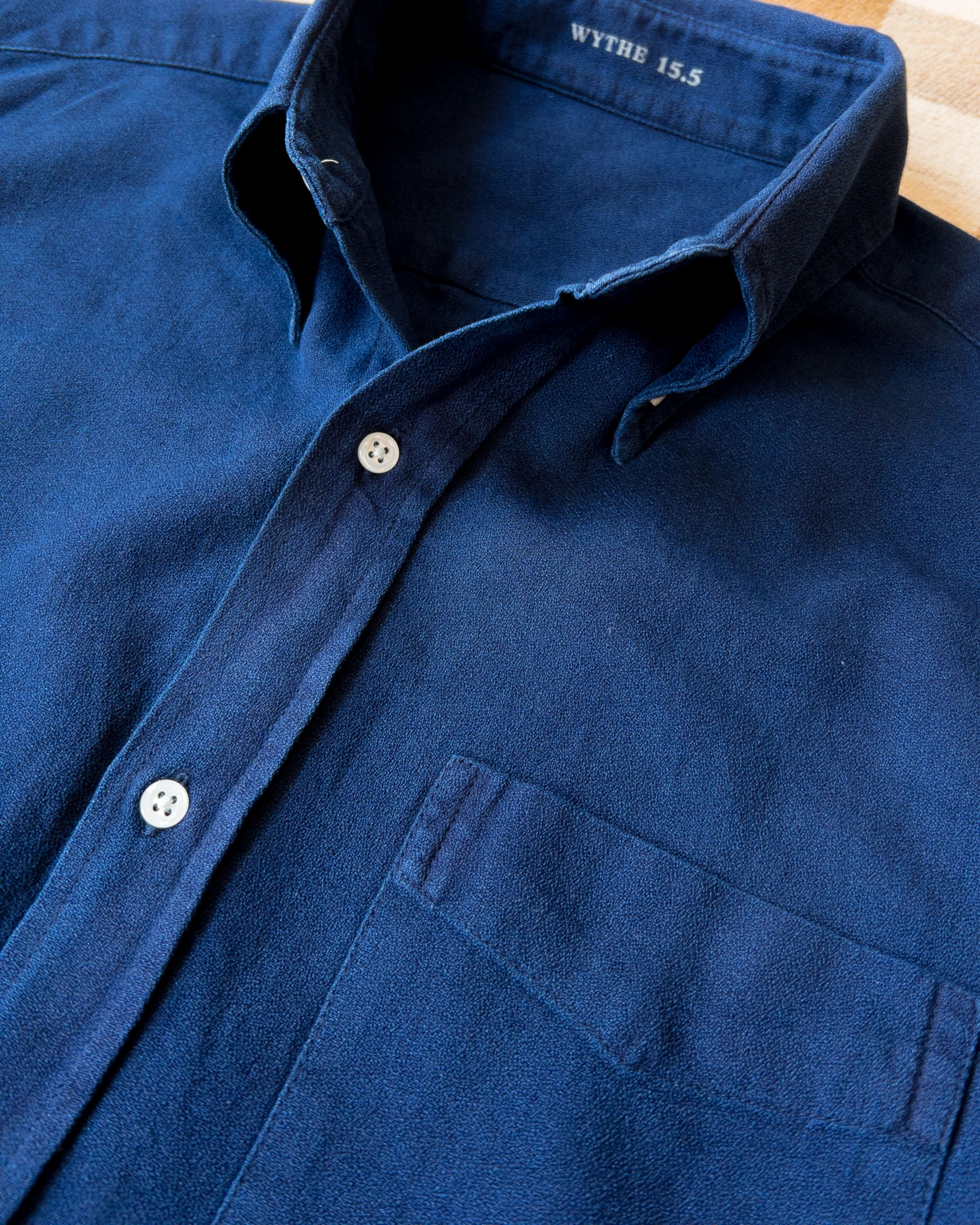 Indigo Yarn-Dyed Sateen Button Down Shirt - Image 2