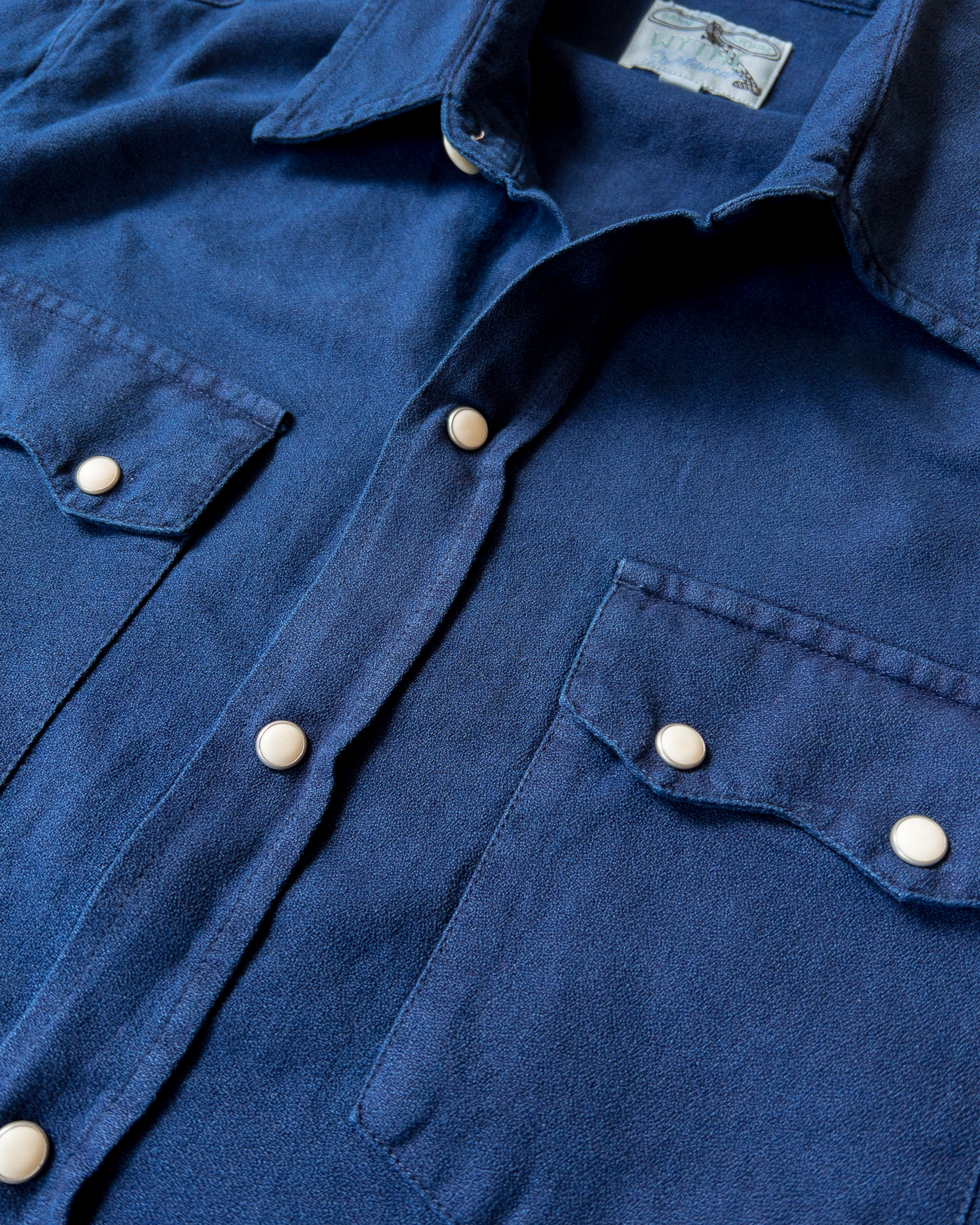 Indigo Yarn-Dyed Sateen Pearlsnap Shirt - Image 2