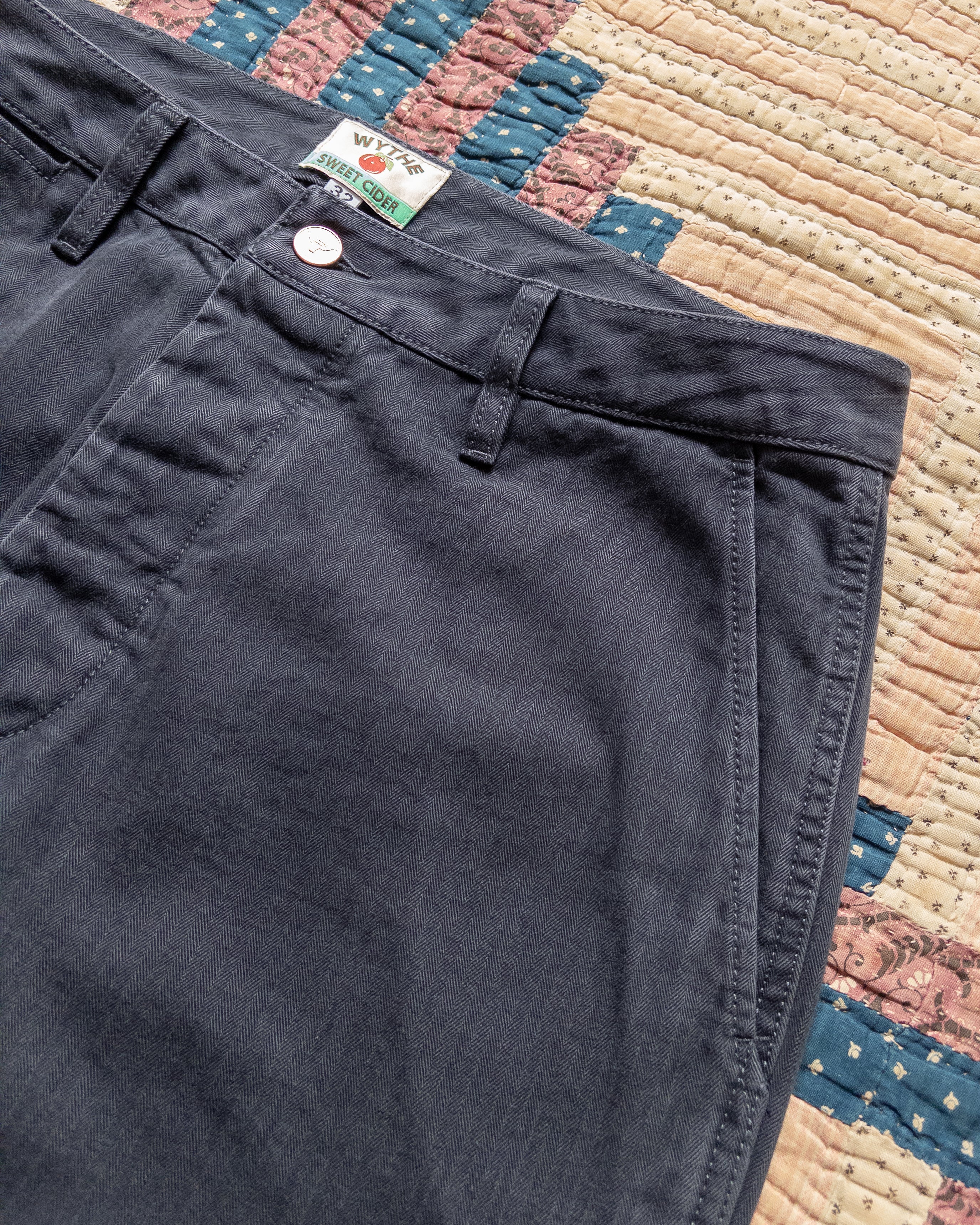 Japanese Cotton Herringbone Chino - Faded Navy - Image 2