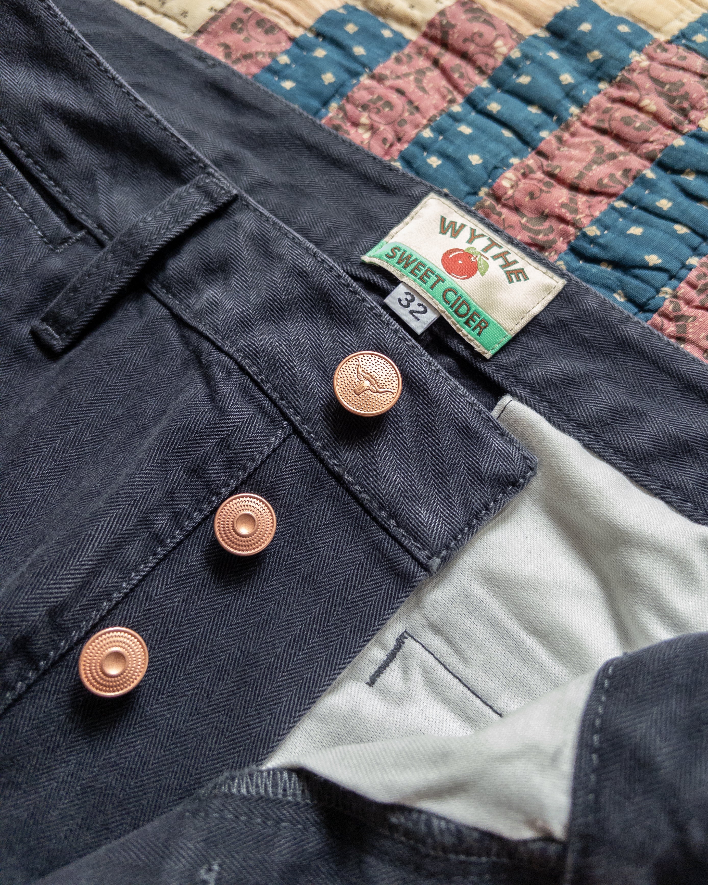 Japanese Cotton Herringbone Chino - Faded Navy - Image 3