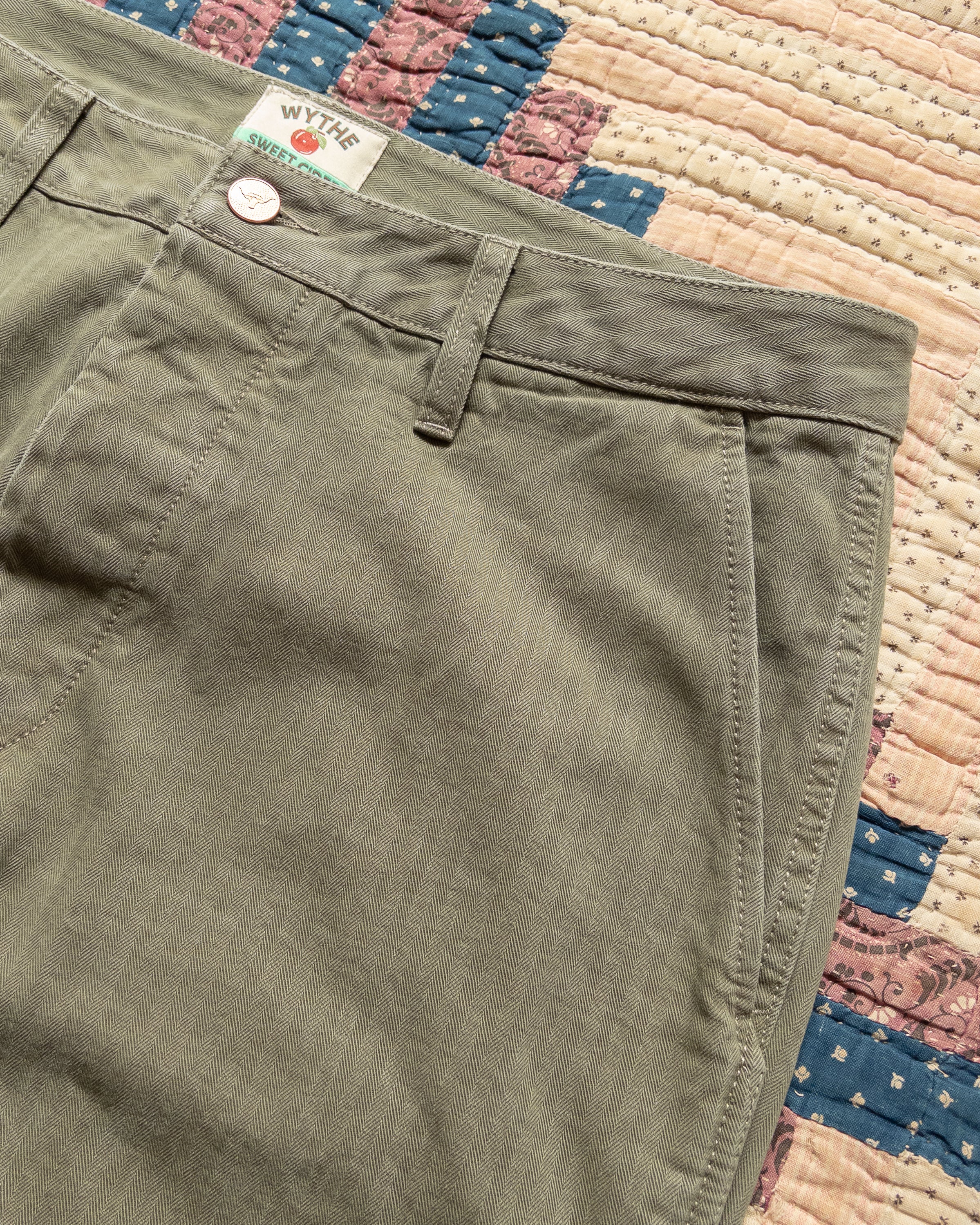 Japanese Cotton Herringbone Chino - Faded Olive - Image 2