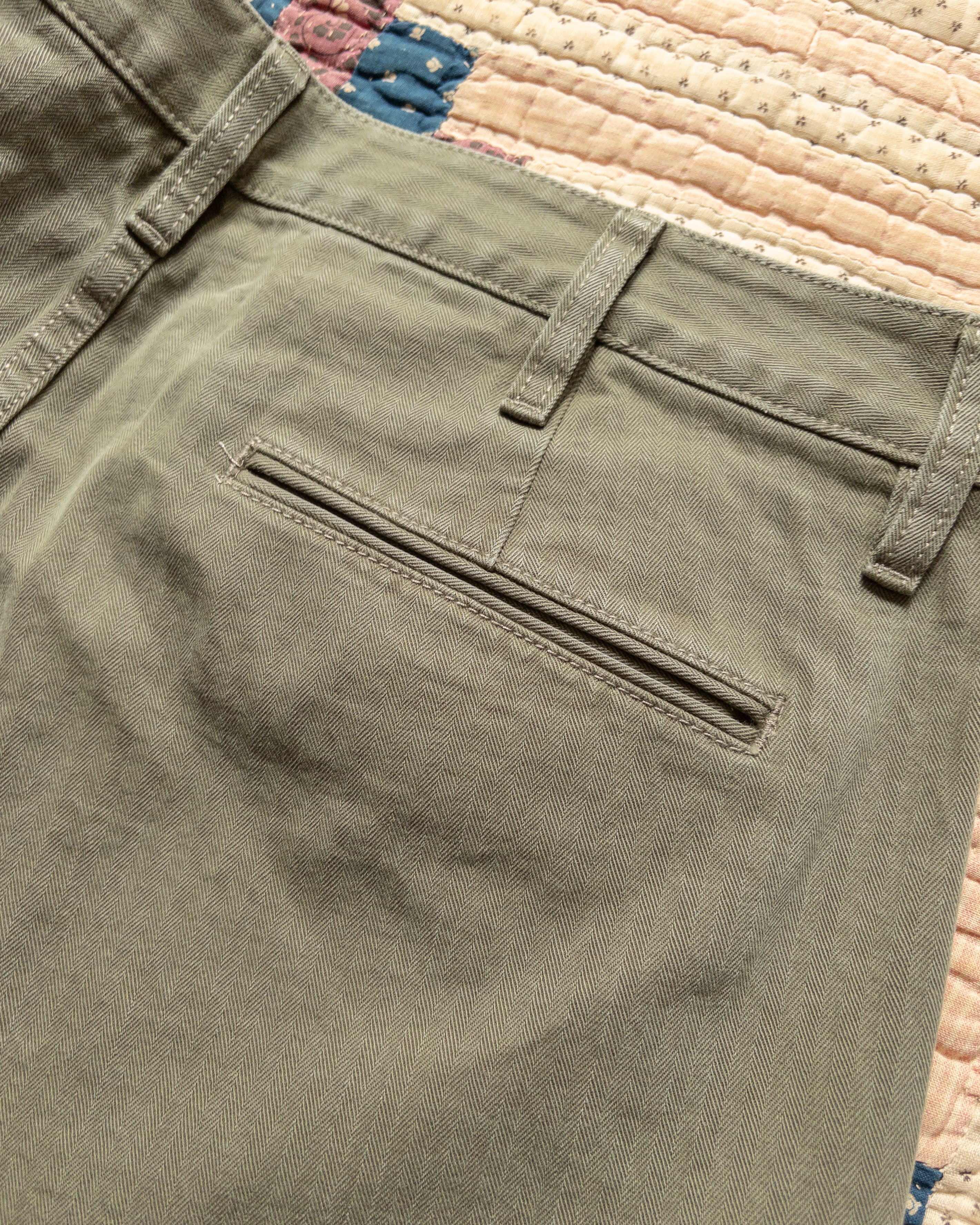 Japanese Cotton Herringbone Chino - Faded Olive - Image 4
