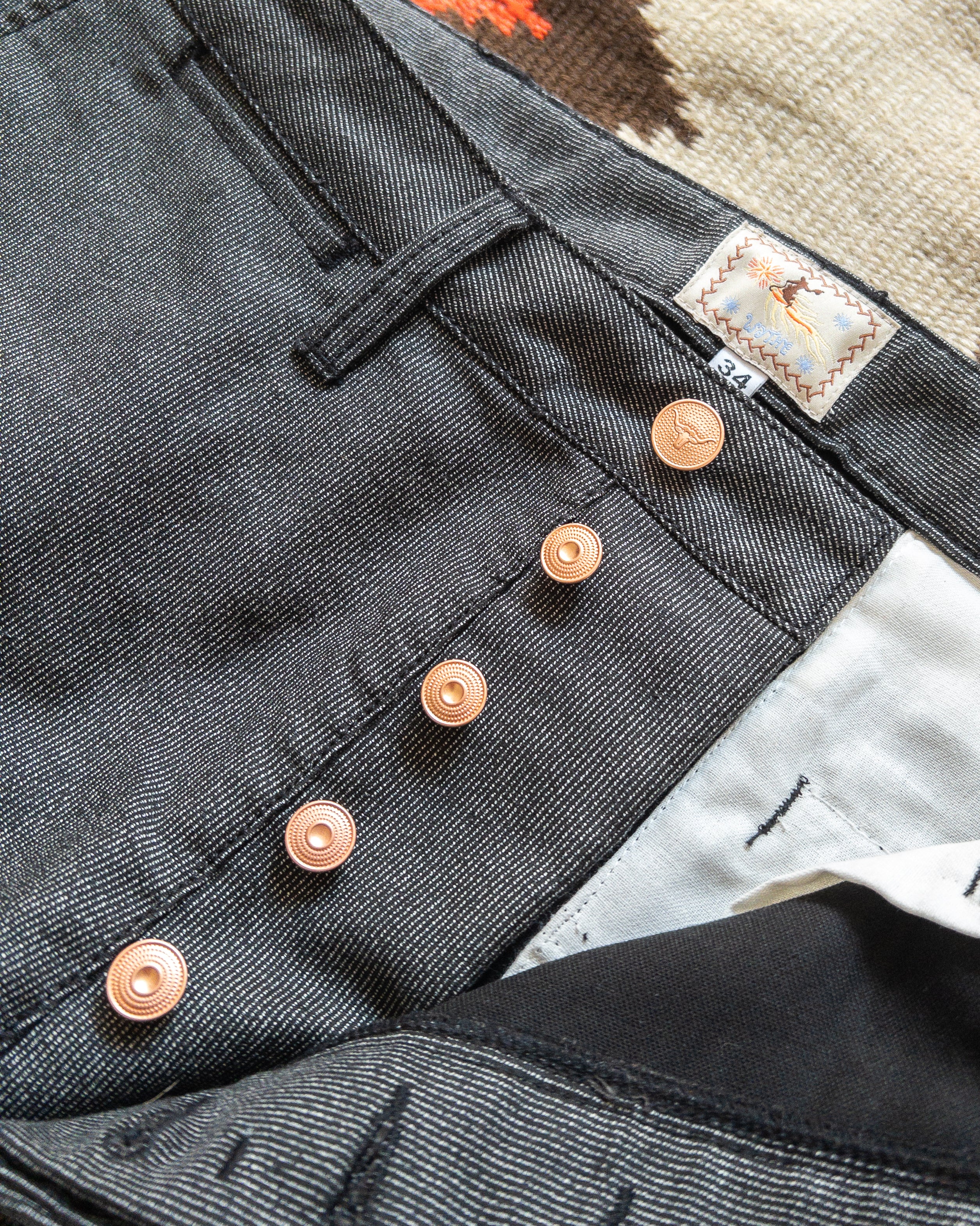 Japanese Wabash Stripe Moleskin Chinos - Charcoal Smoke - Image 4