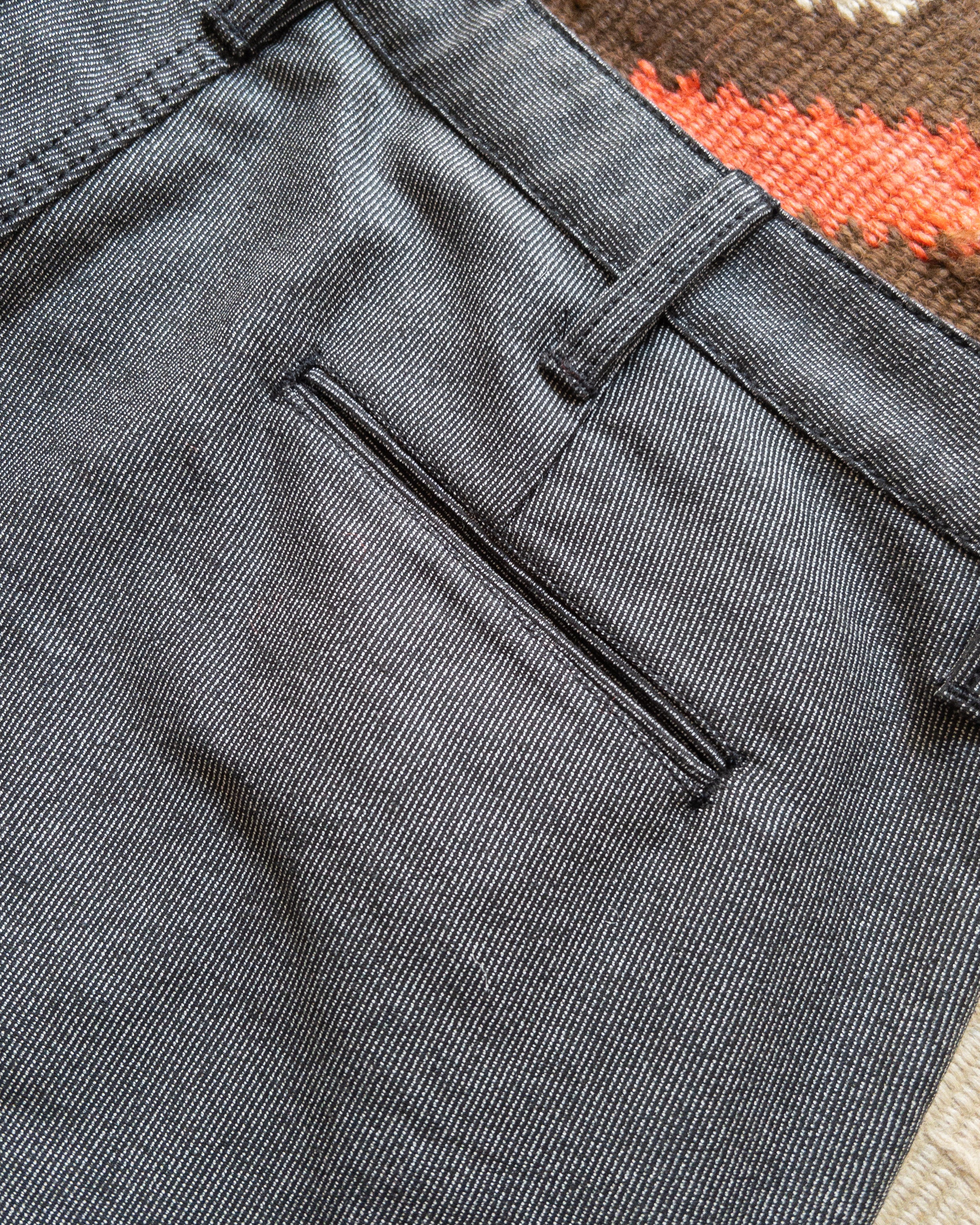 Japanese Wabash Stripe Moleskin Chinos - Charcoal Smoke - Image 5