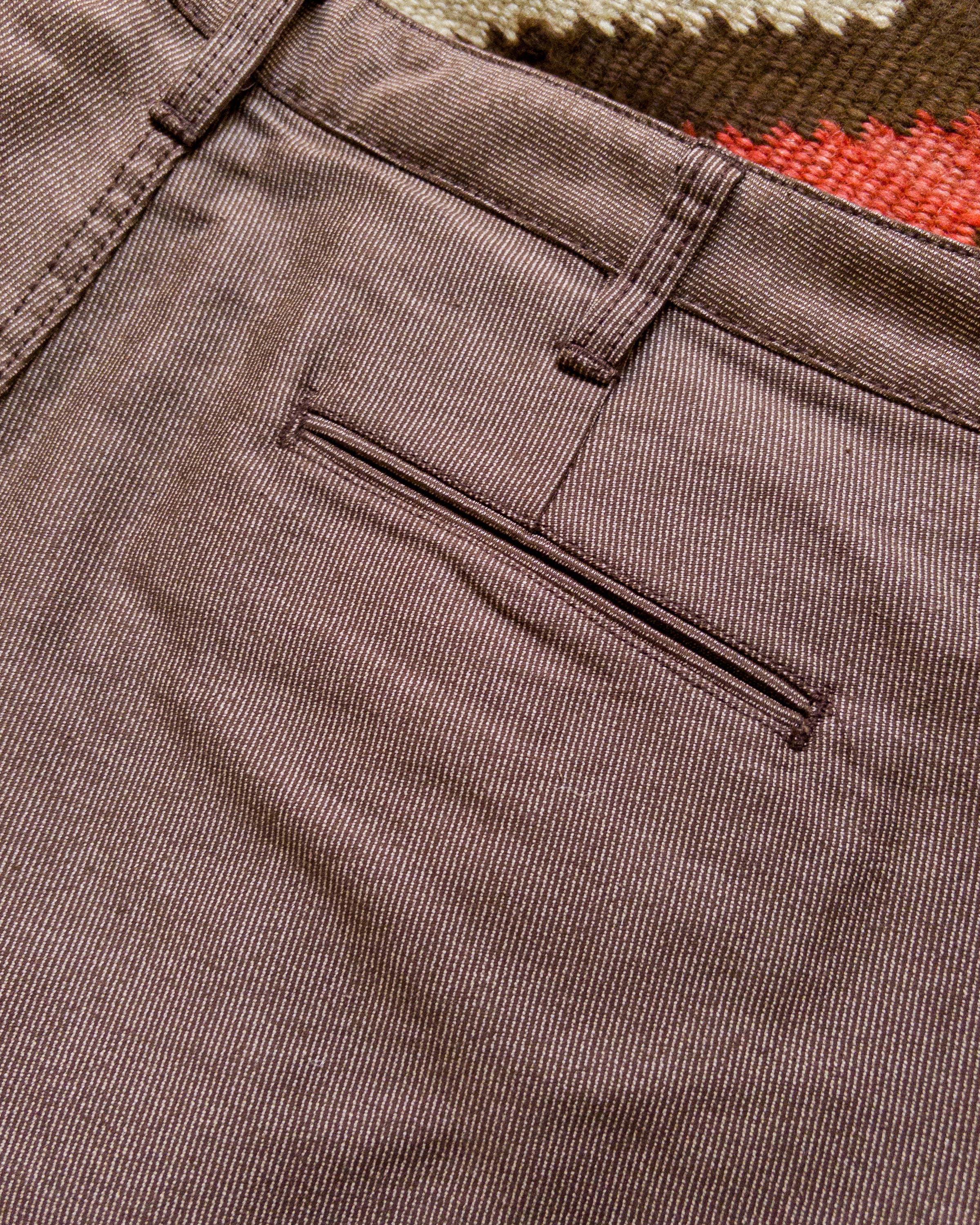 Japanese Wabash Stripe Moleskin Chinos - Espresso Brown - Image 4
