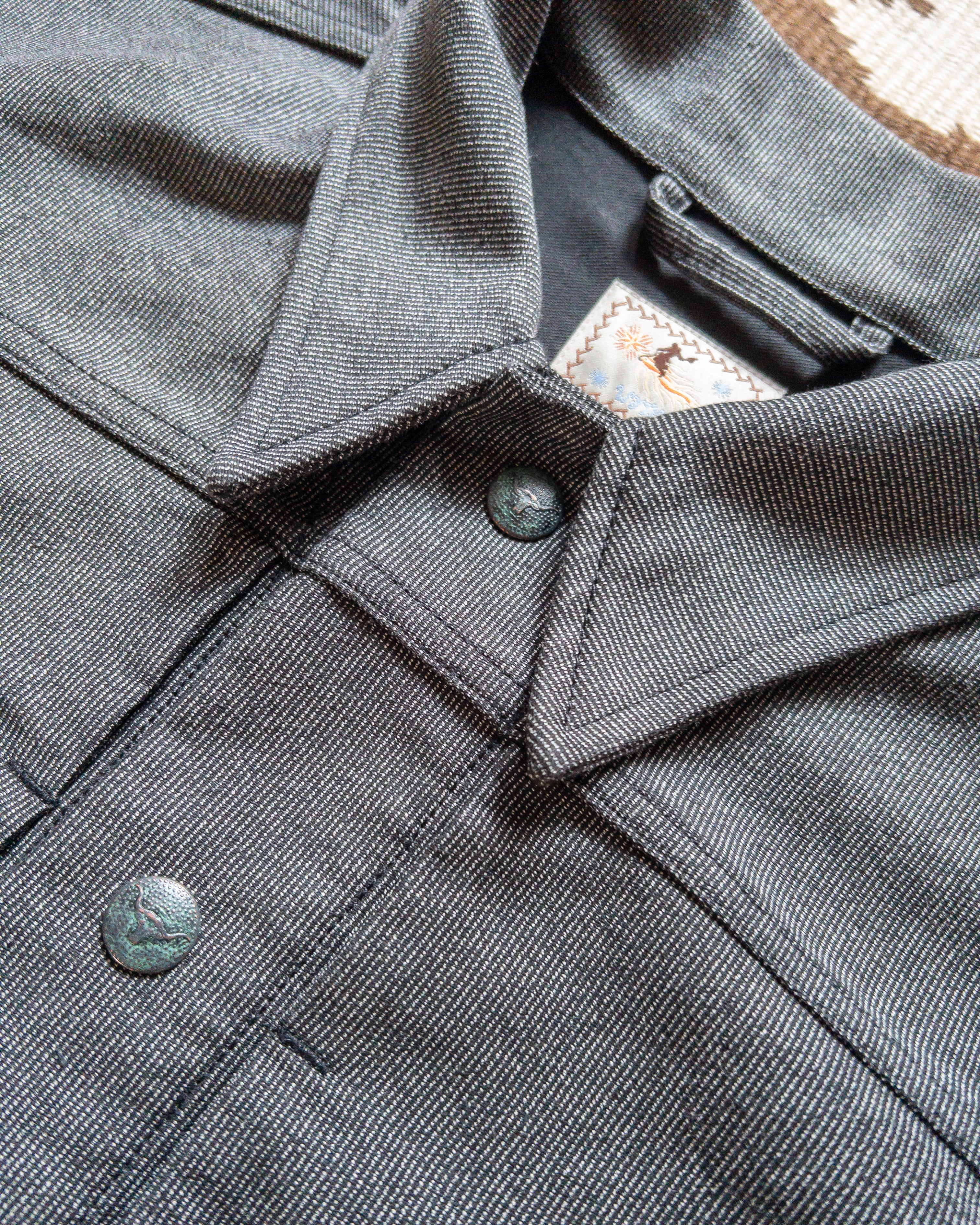 Japanese Wabash Stripe Moleskin Ranch Jacket - Charcoal Smoke - Image 6