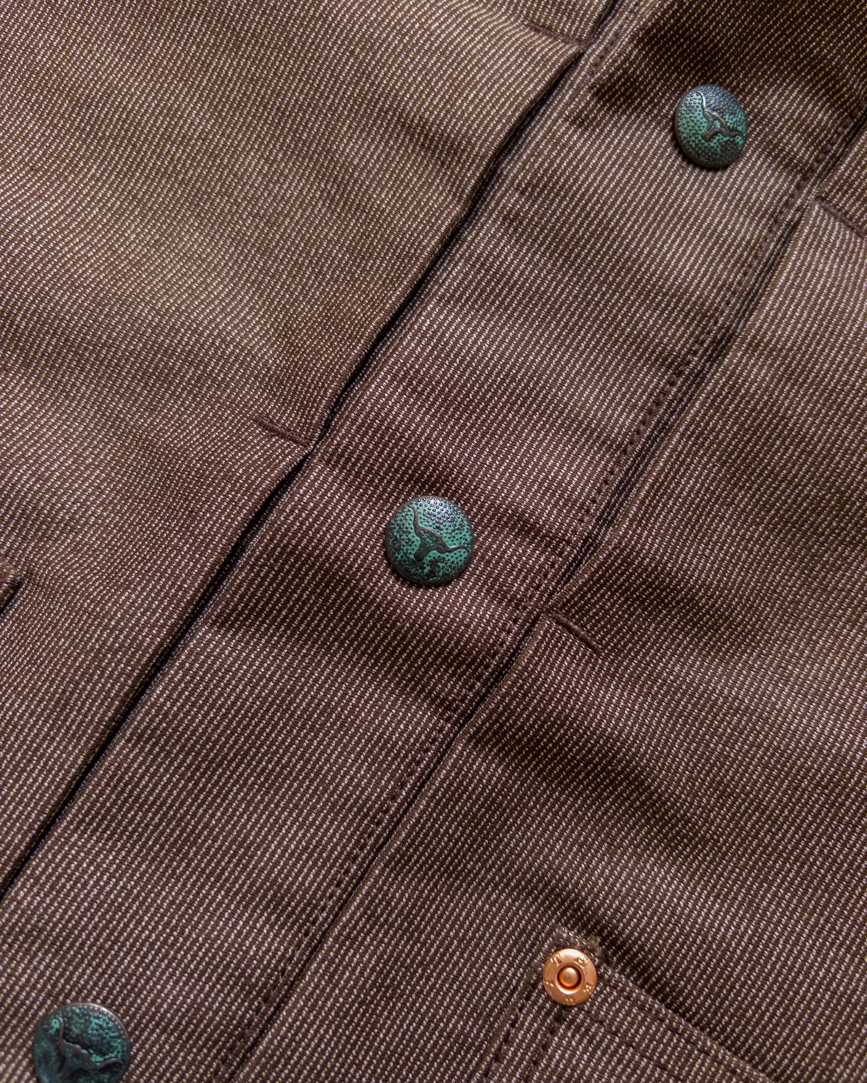 Japanese Wabash Stripe Moleskin Ranch Jacket - Espresso Brown - Image 3