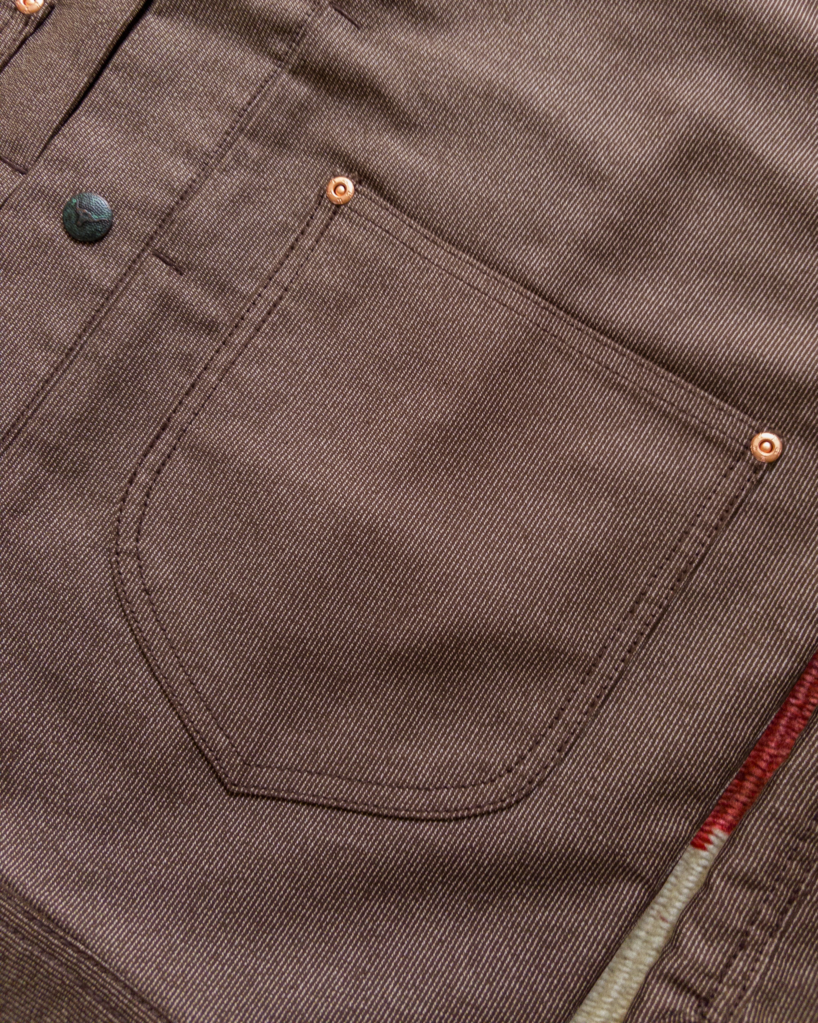 Japanese Wabash Stripe Moleskin Ranch Jacket - Espresso Brown - Image 6