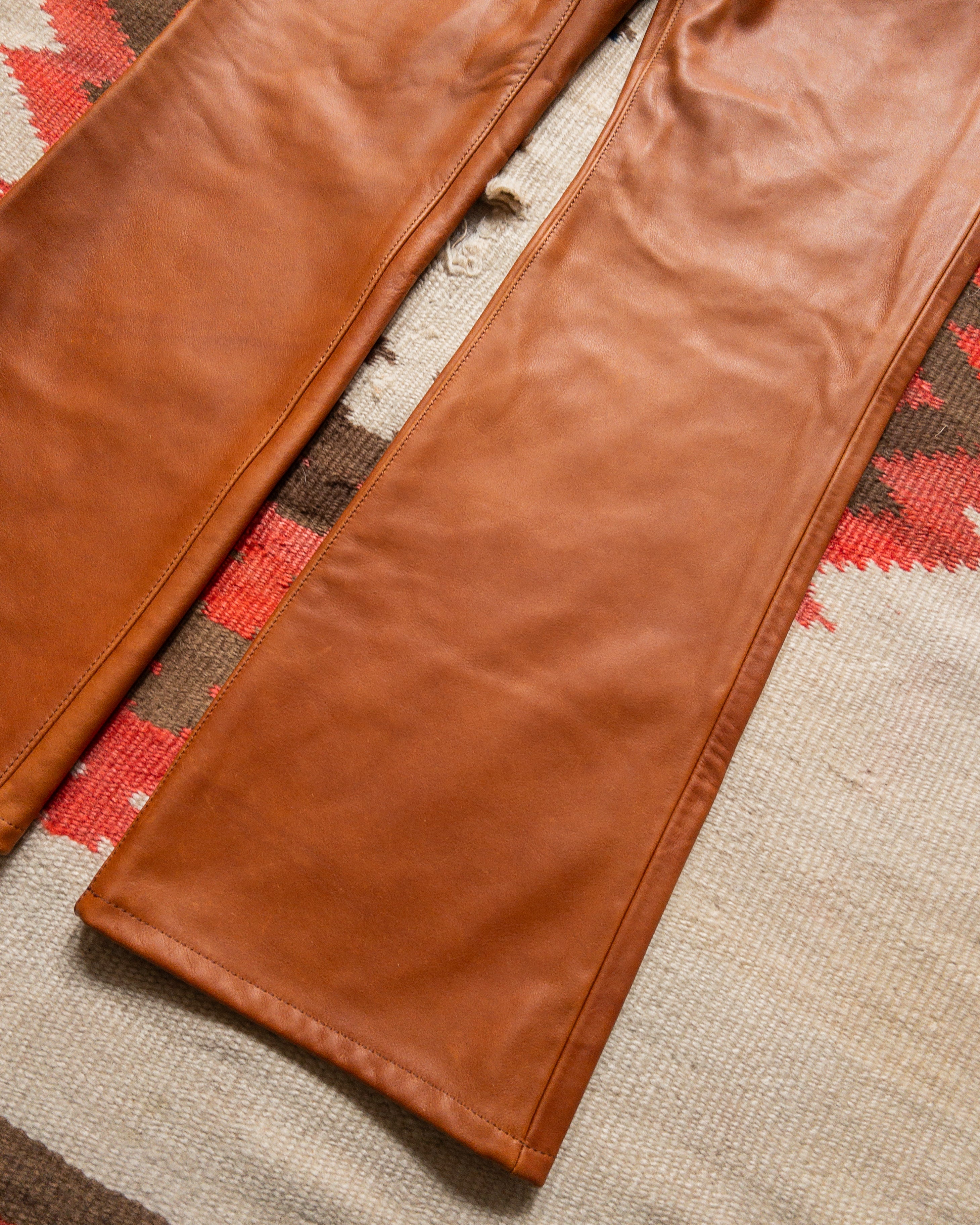 Leather Five Pocket Flares - Bay Brown - Image 2