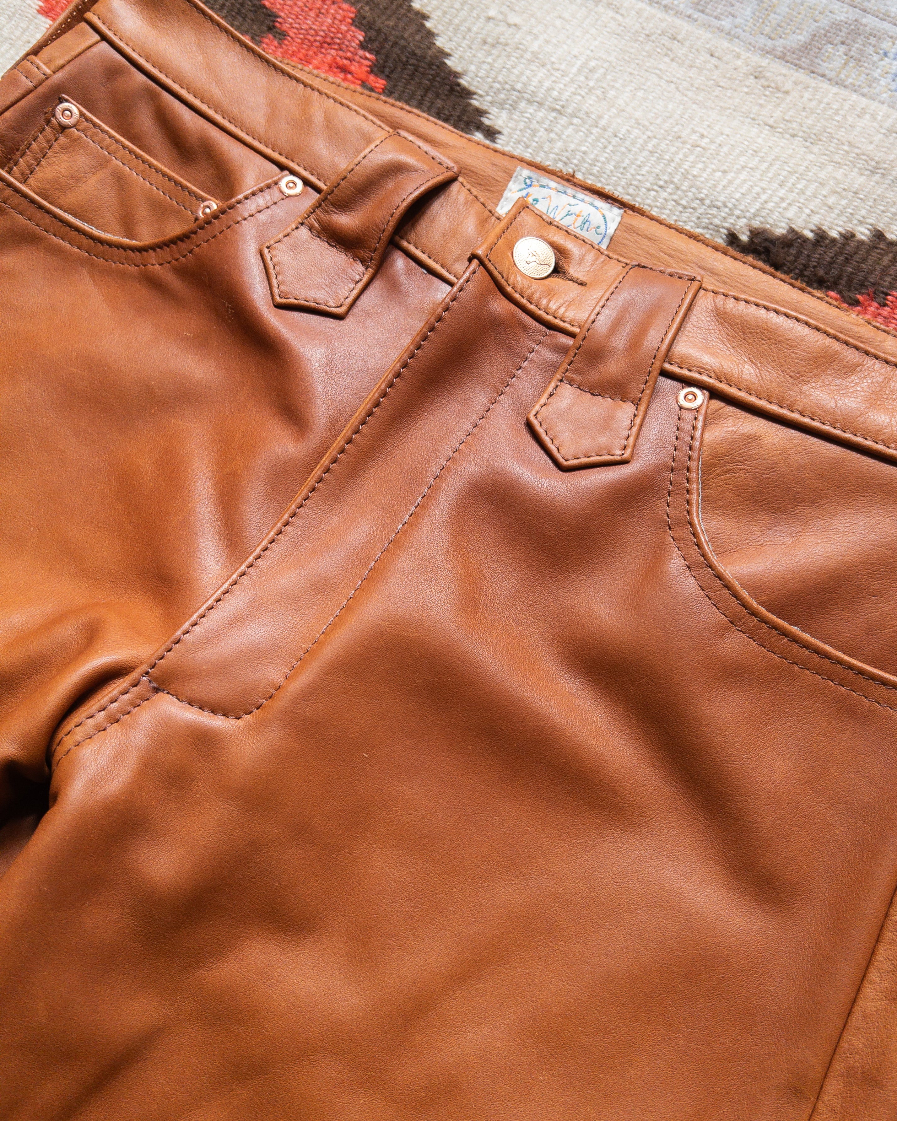 Leather Five Pocket Flares - Bay Brown - Image 3
