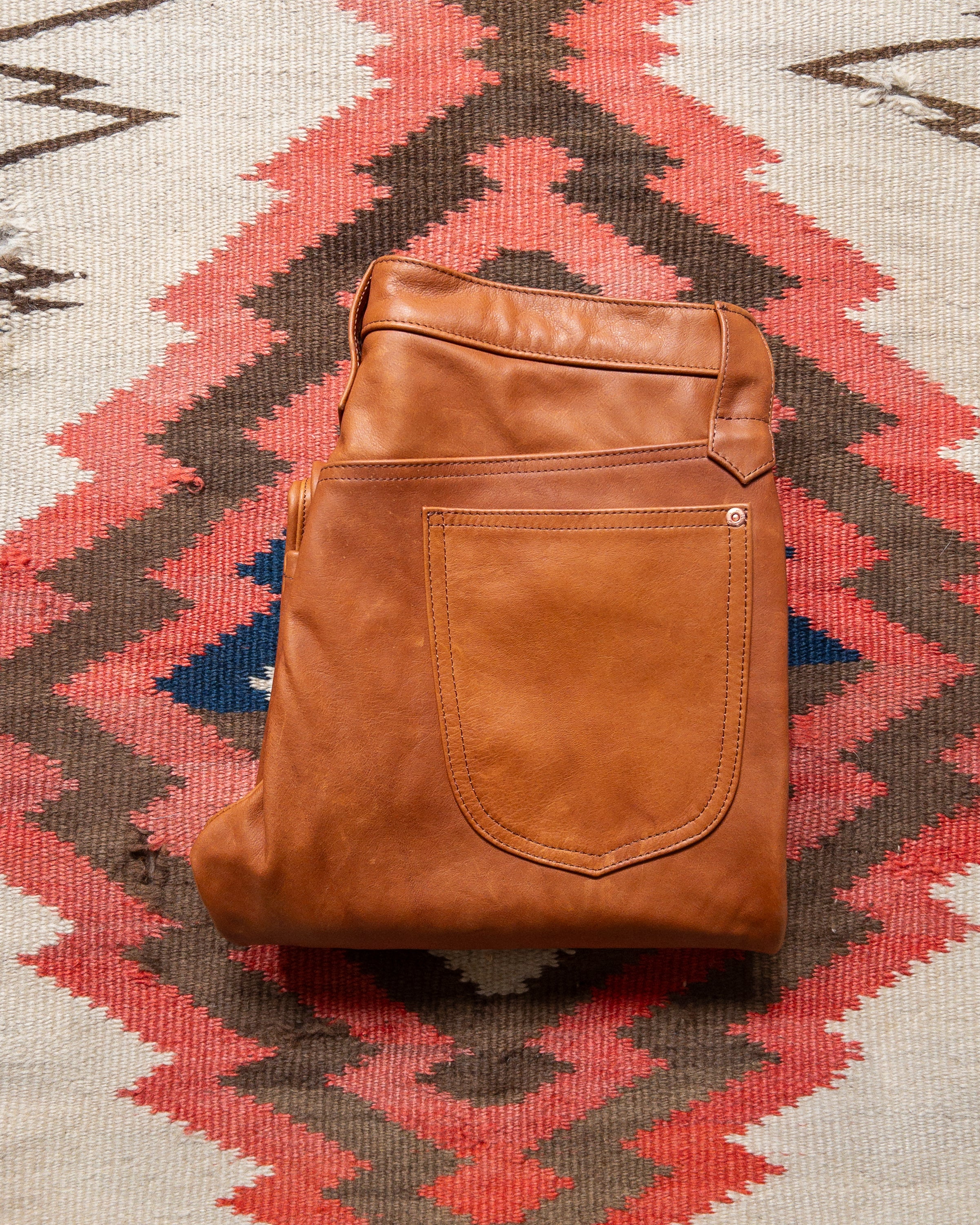 Leather Five Pocket Flares - Bay Brown - Image 4