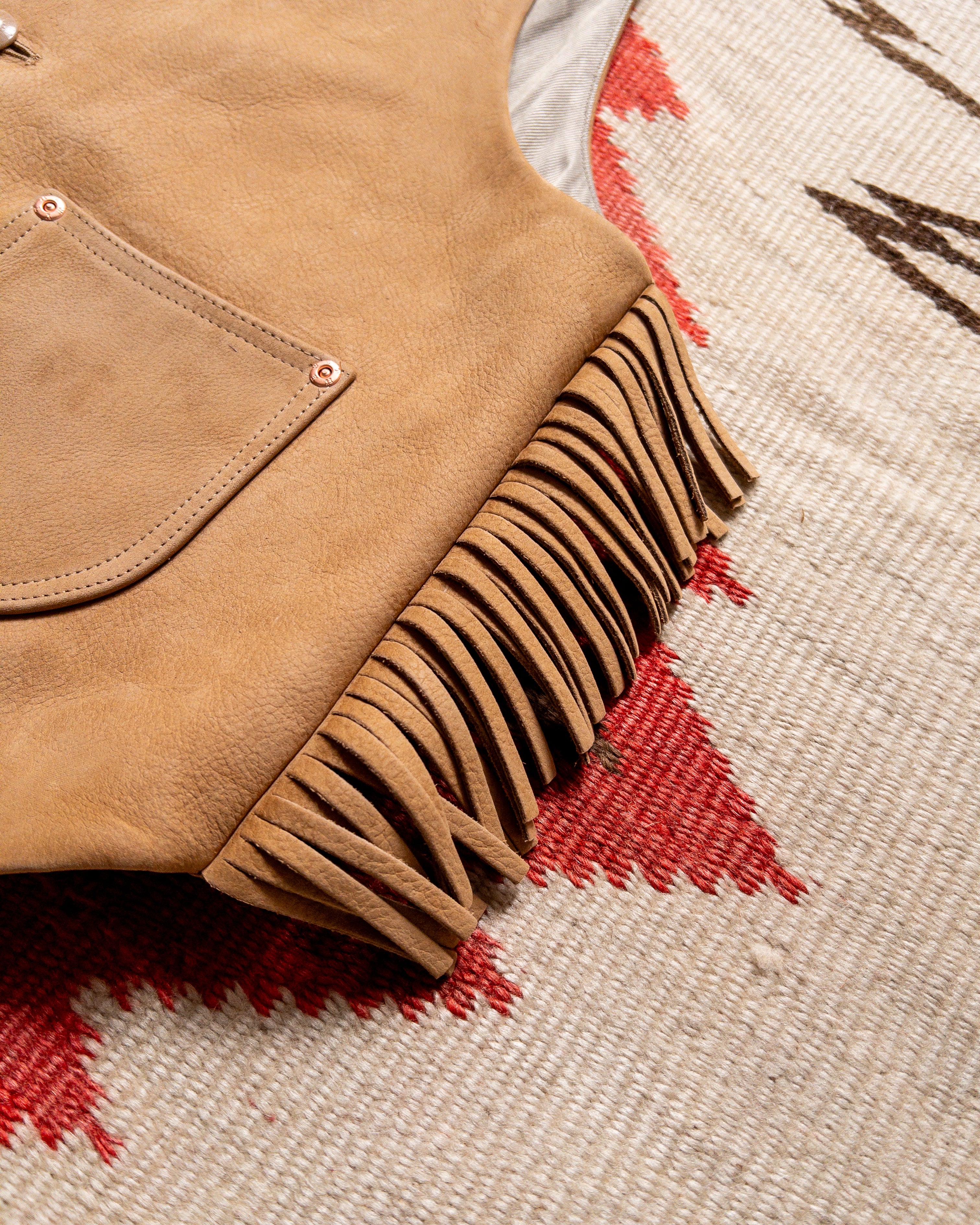 Leather Fringe Vest - Honey - Image 3