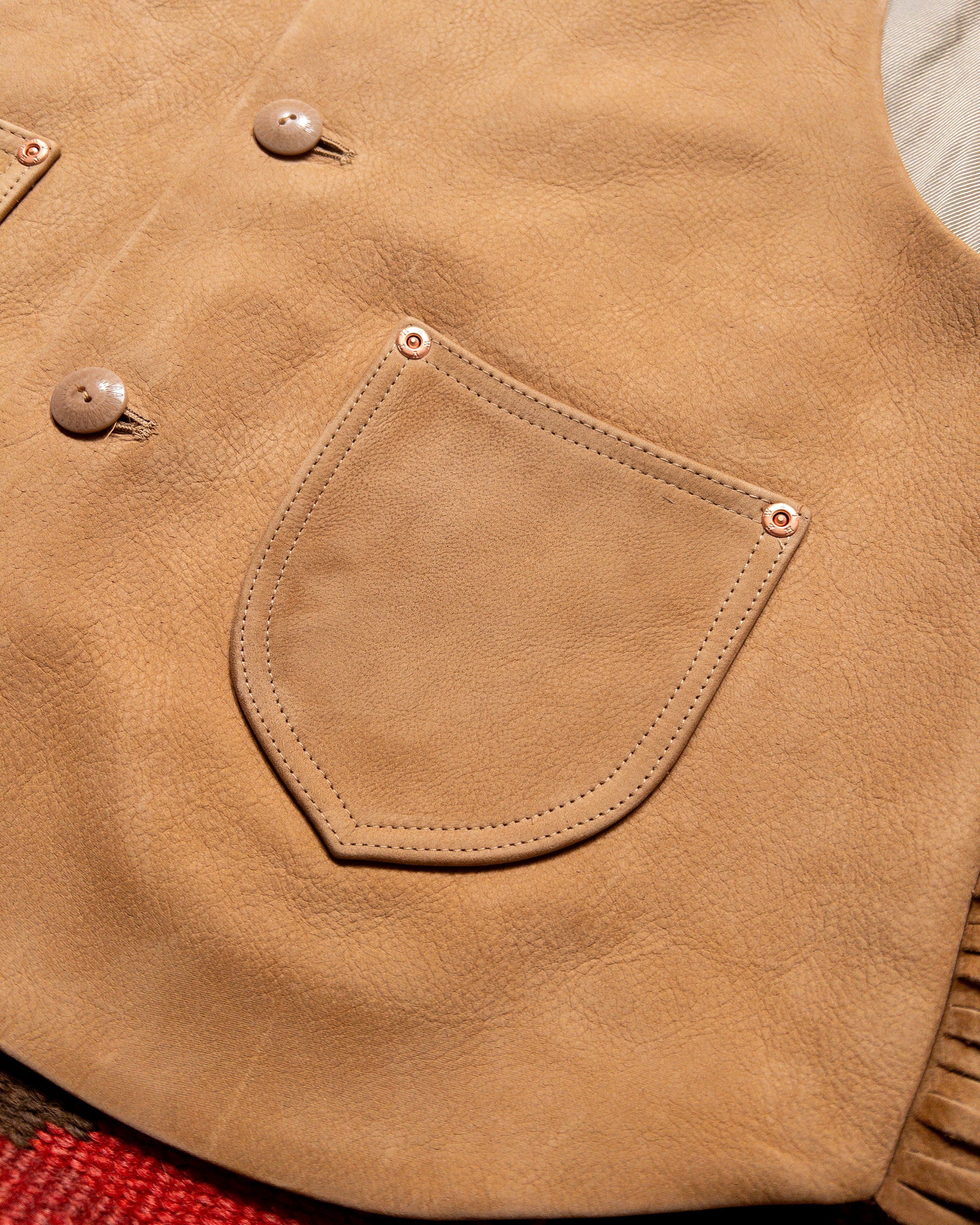 Leather Fringe Vest - Honey - Image 4