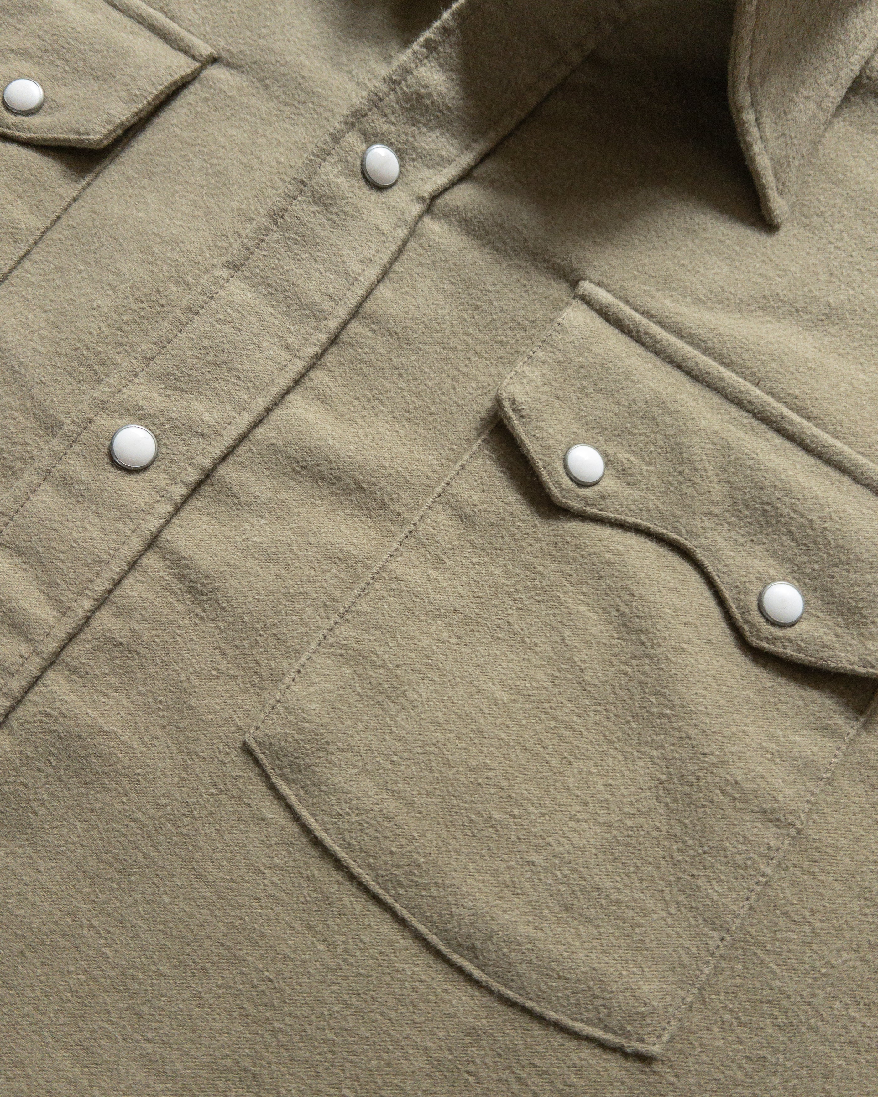 Moleskin Pearlsnap Shirt - Olive - Image 2