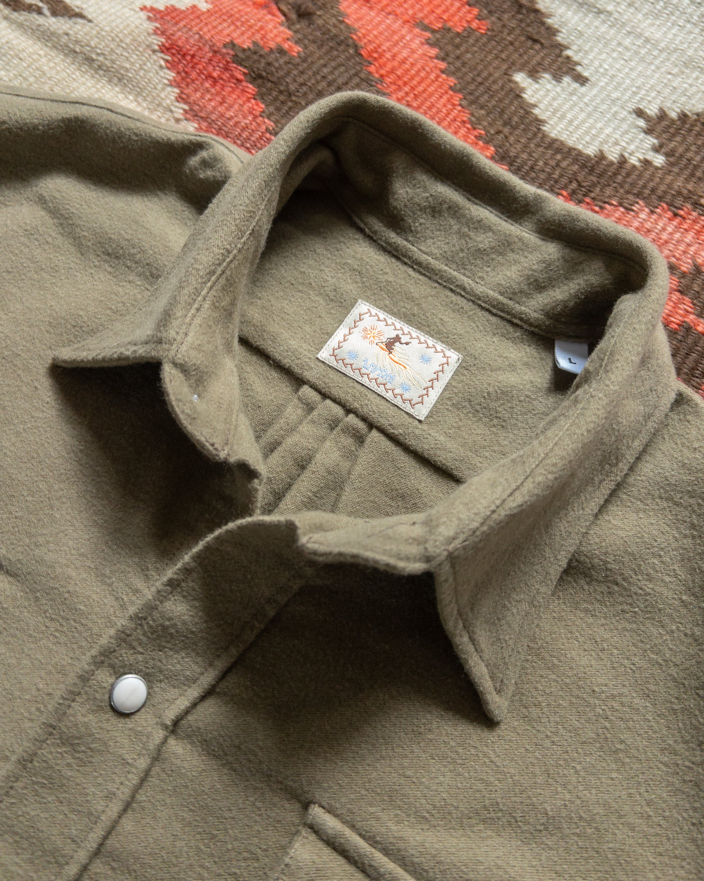 Moleskin Pearlsnap Shirt - Olive - Image 3