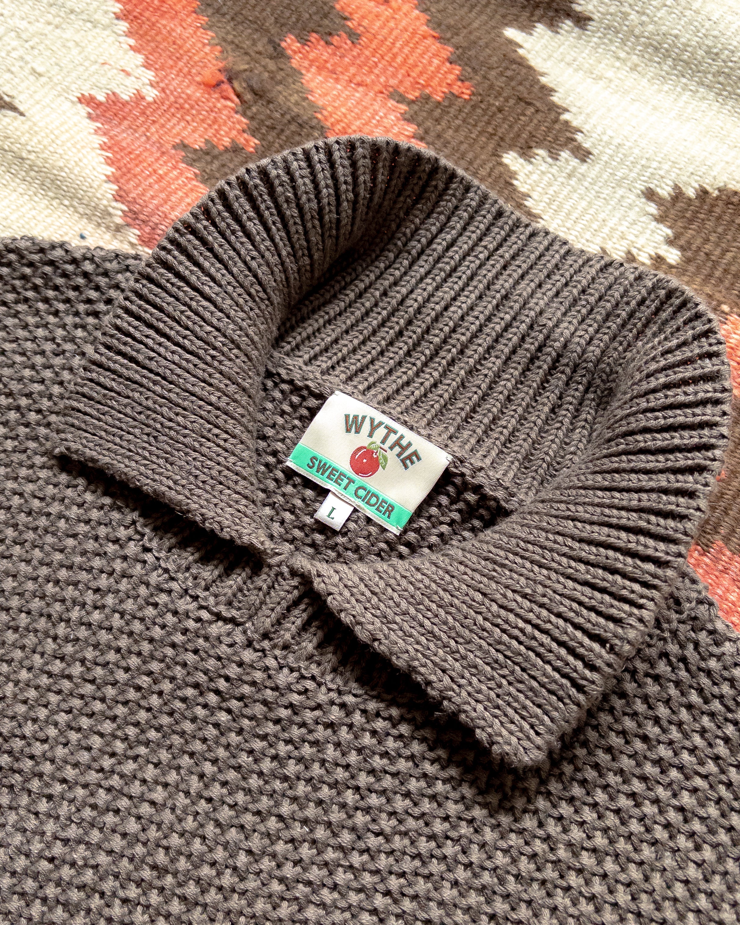 Moss Stitch Collared Sweater - Dusty Olive - Image 4