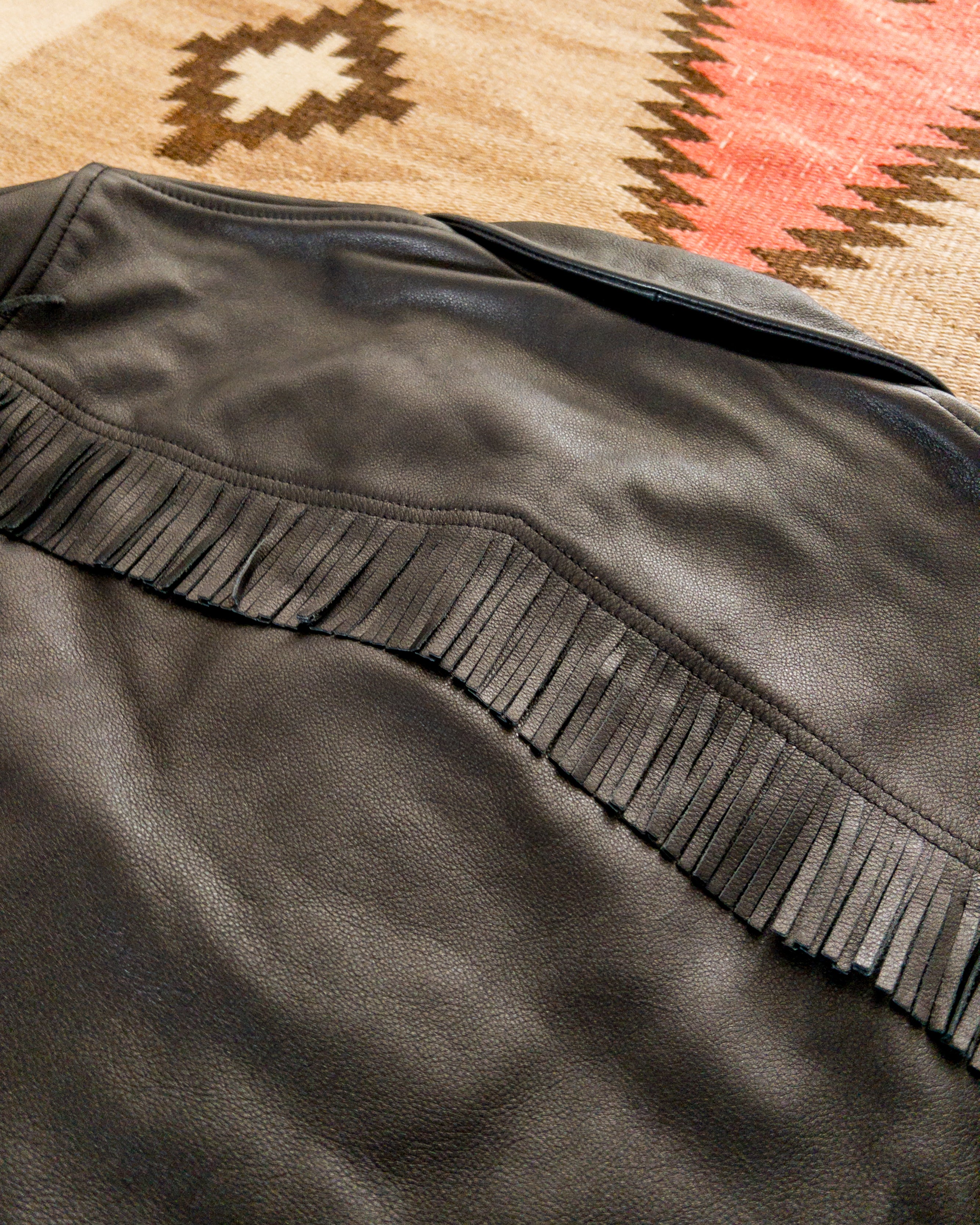 Mustang Fringe Leather Jacket - Black - Image 6