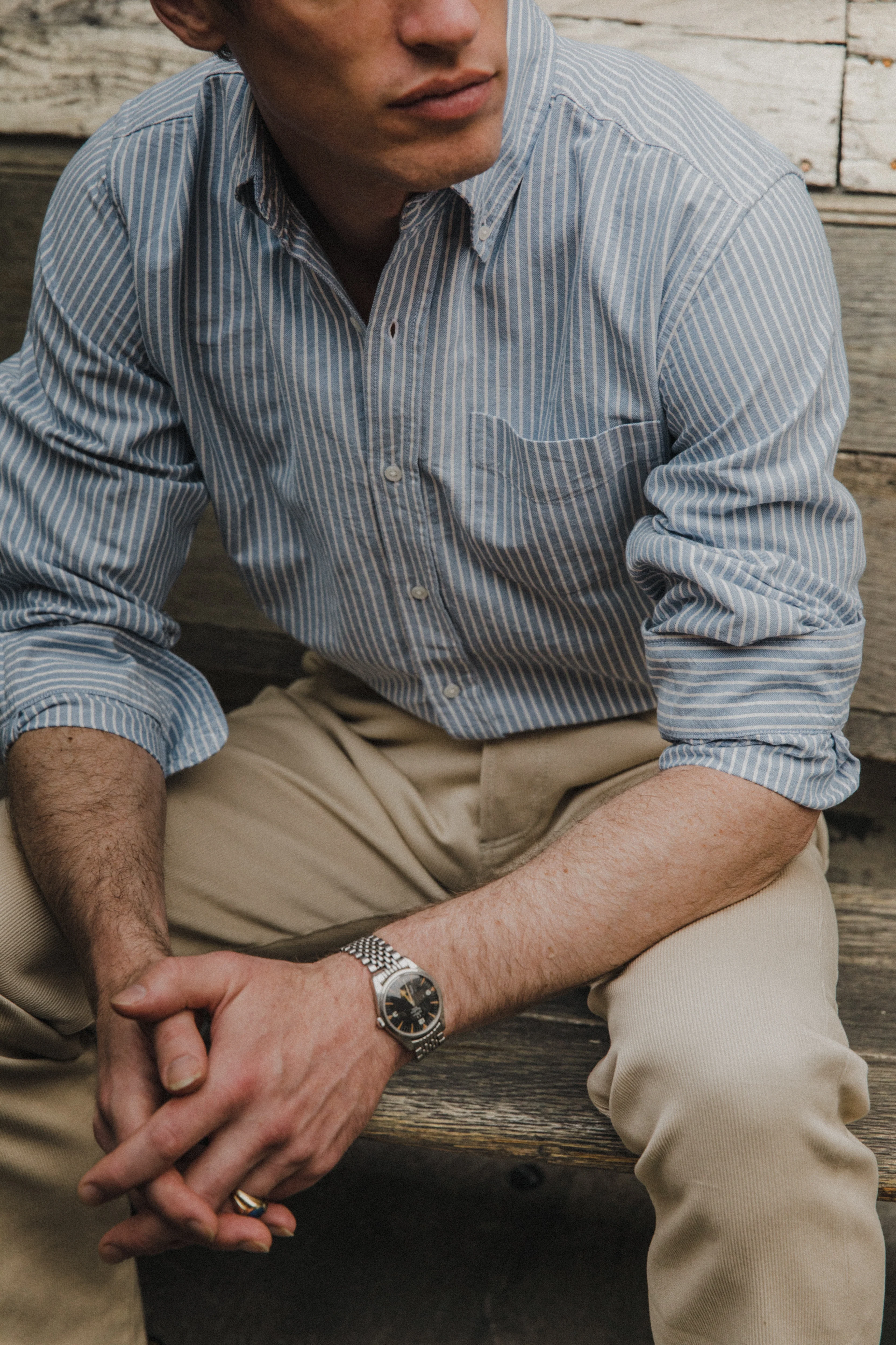 Oxford Cloth Button Down - Blue and White Stripe - Image 5