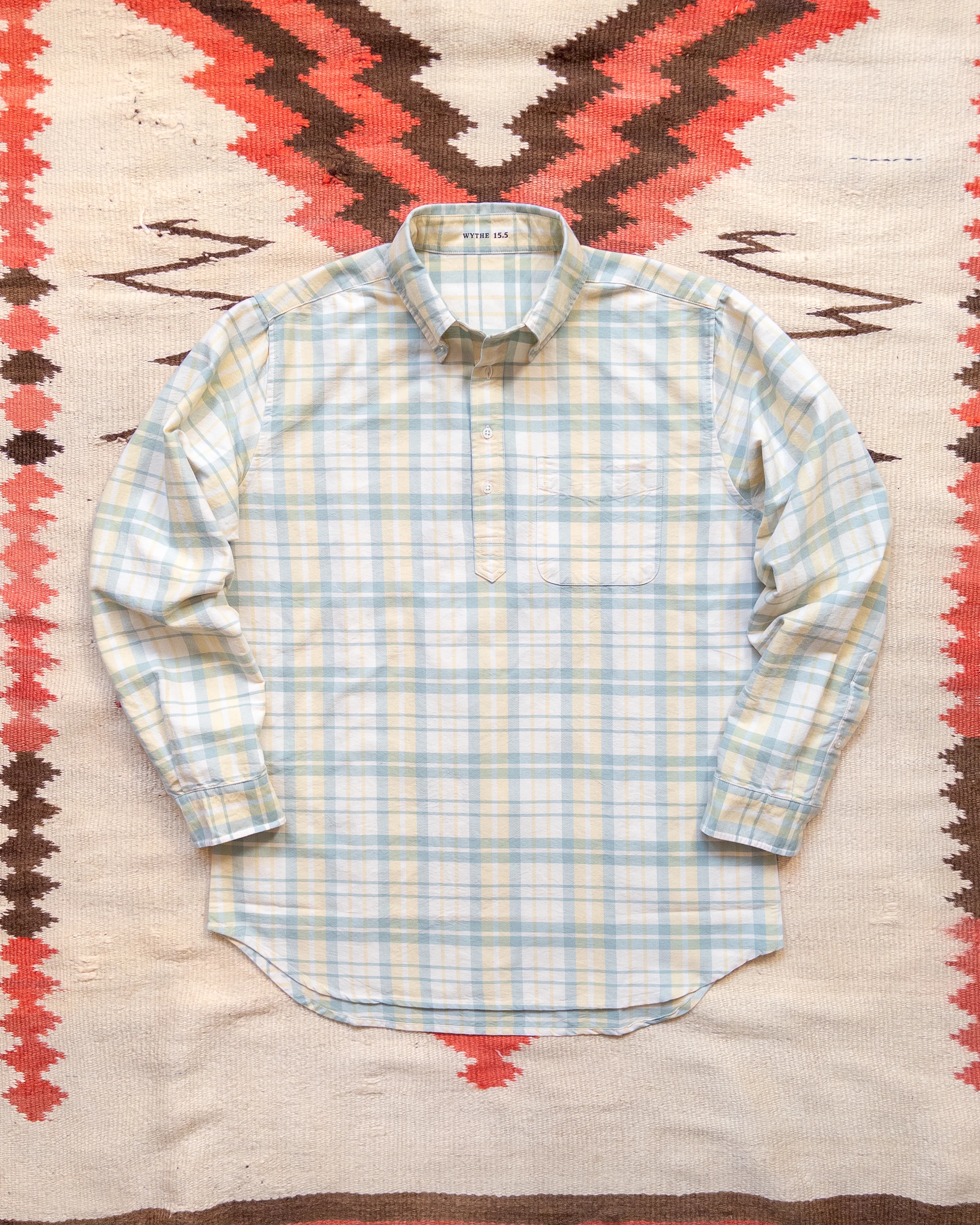 Oxford Cloth Button Down Popover - Sage and Sunflower Plaid