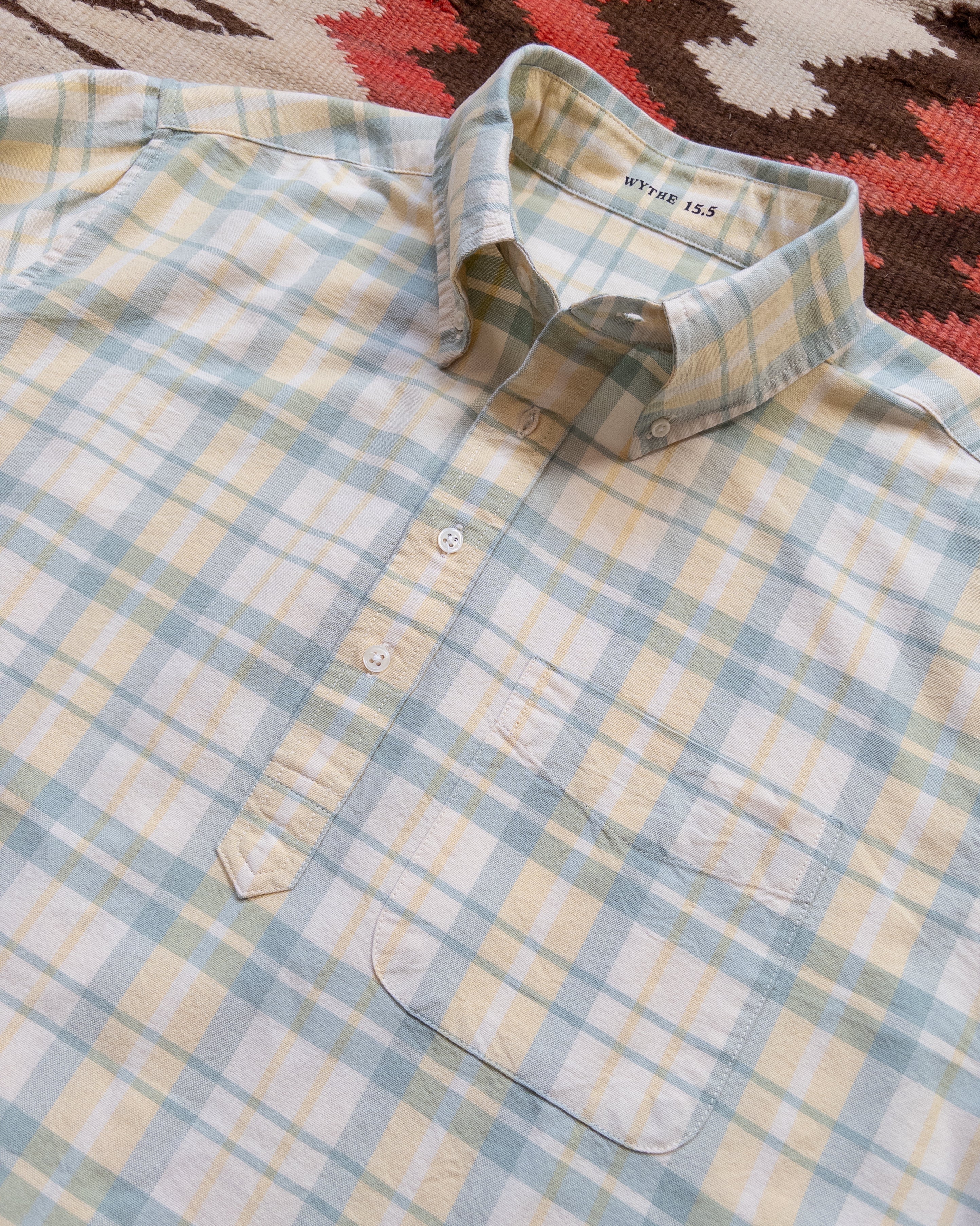 Oxford Cloth Button Down Popover - Sage and Sunflower Plaid - Image 2