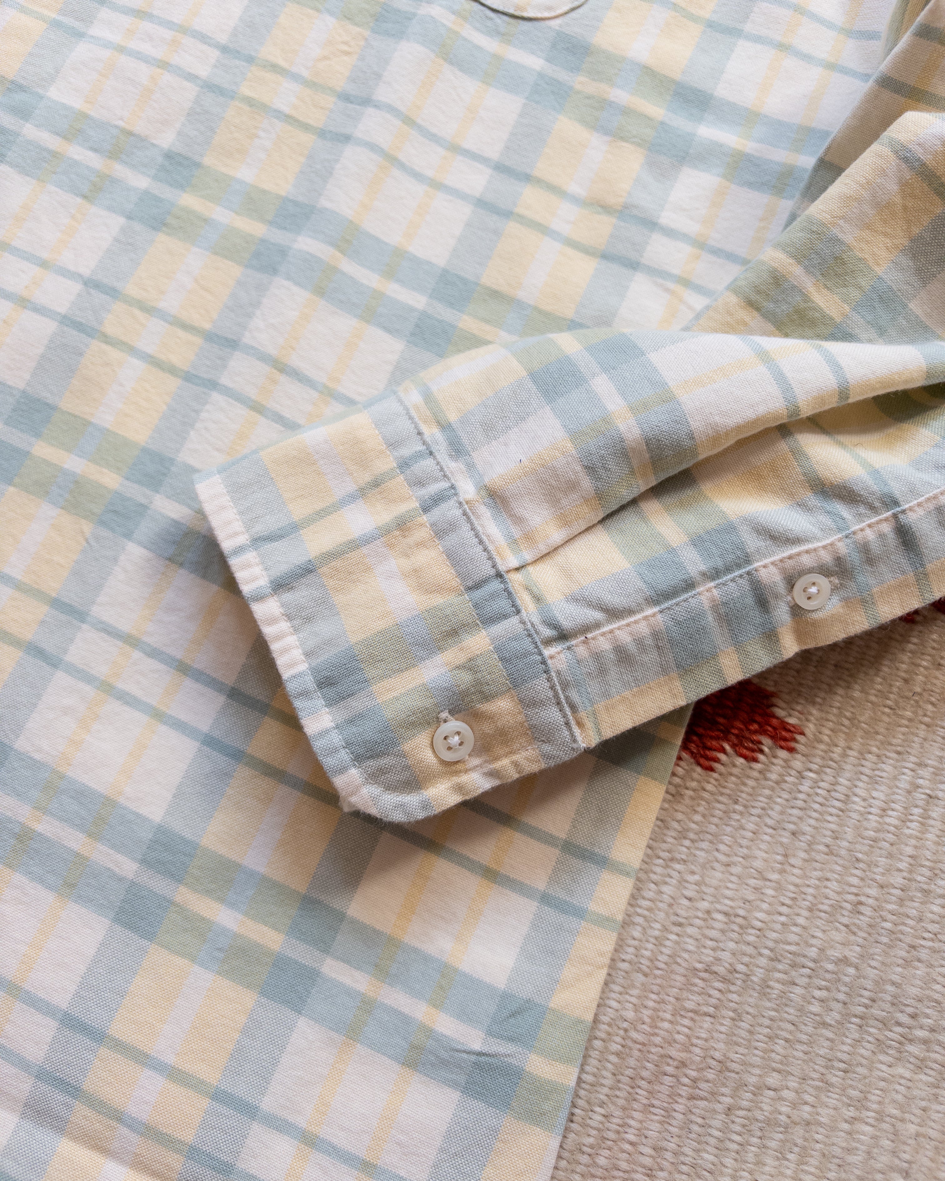 Oxford Cloth Button Down Popover - Sage and Sunflower Plaid - Image 3