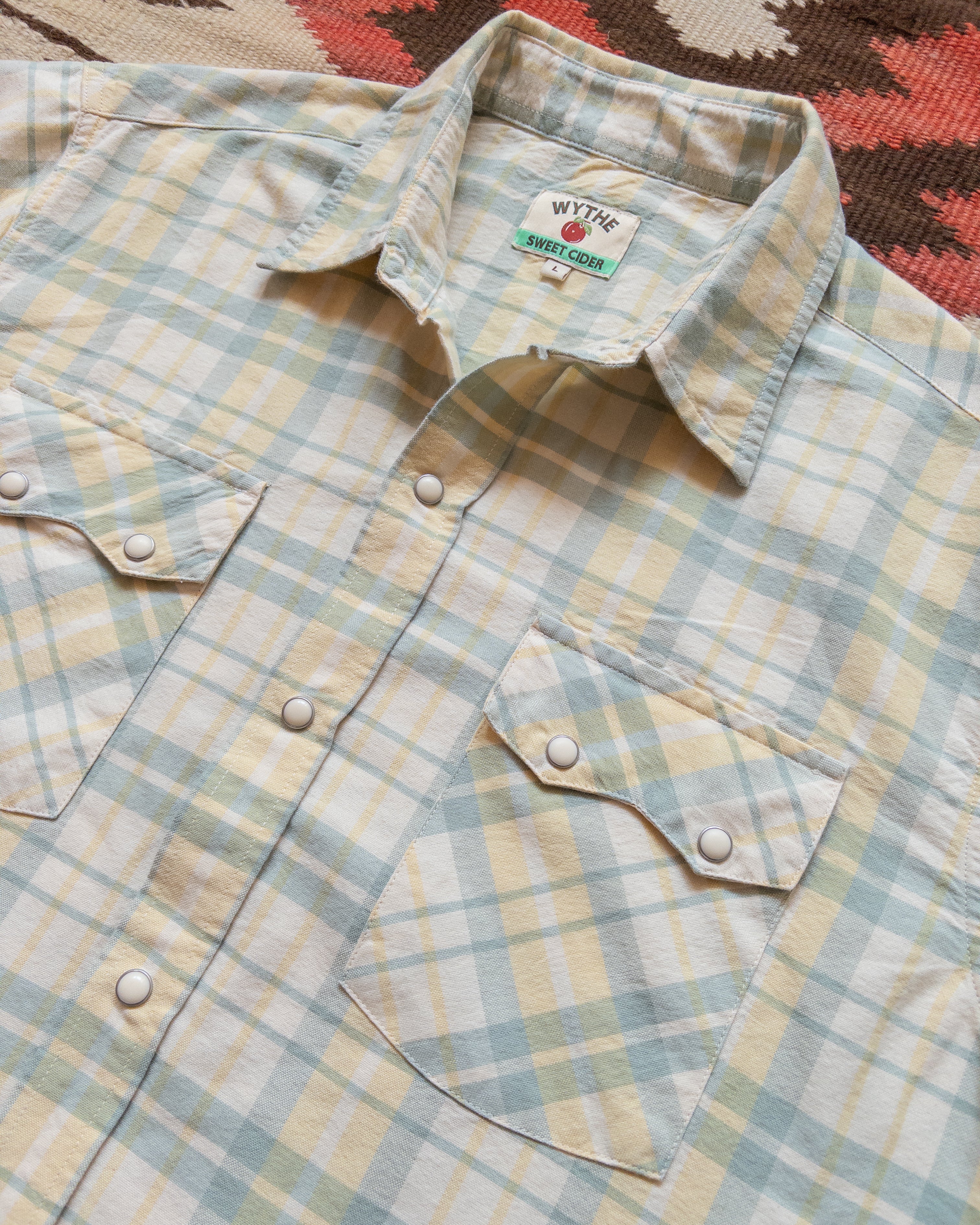 Oxford Cloth Pearlsnap Shirt - Sage and Sunflower Plaid - Image 2