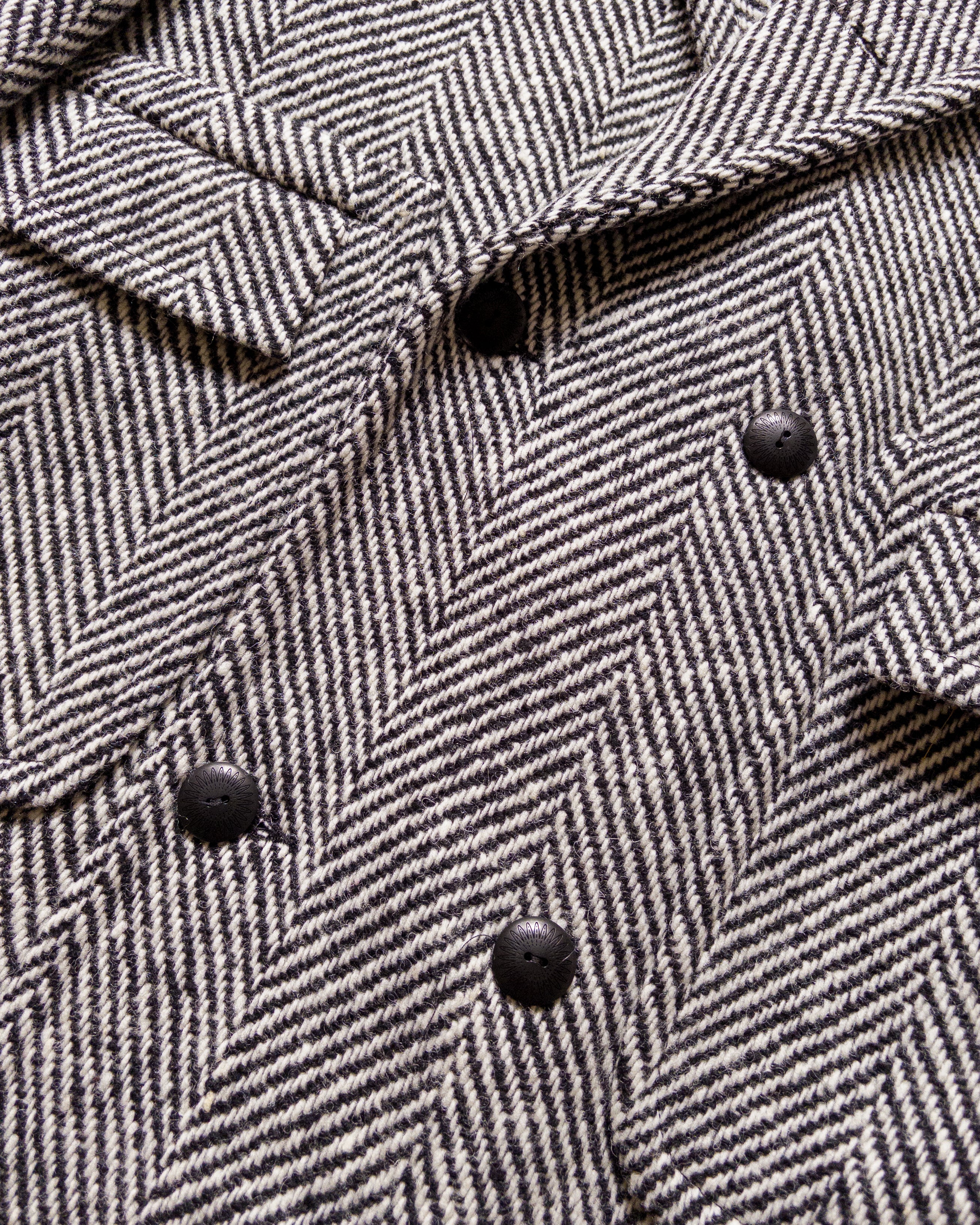 Polo Coat - Black/Cream Herringbone Tweed - Image 2